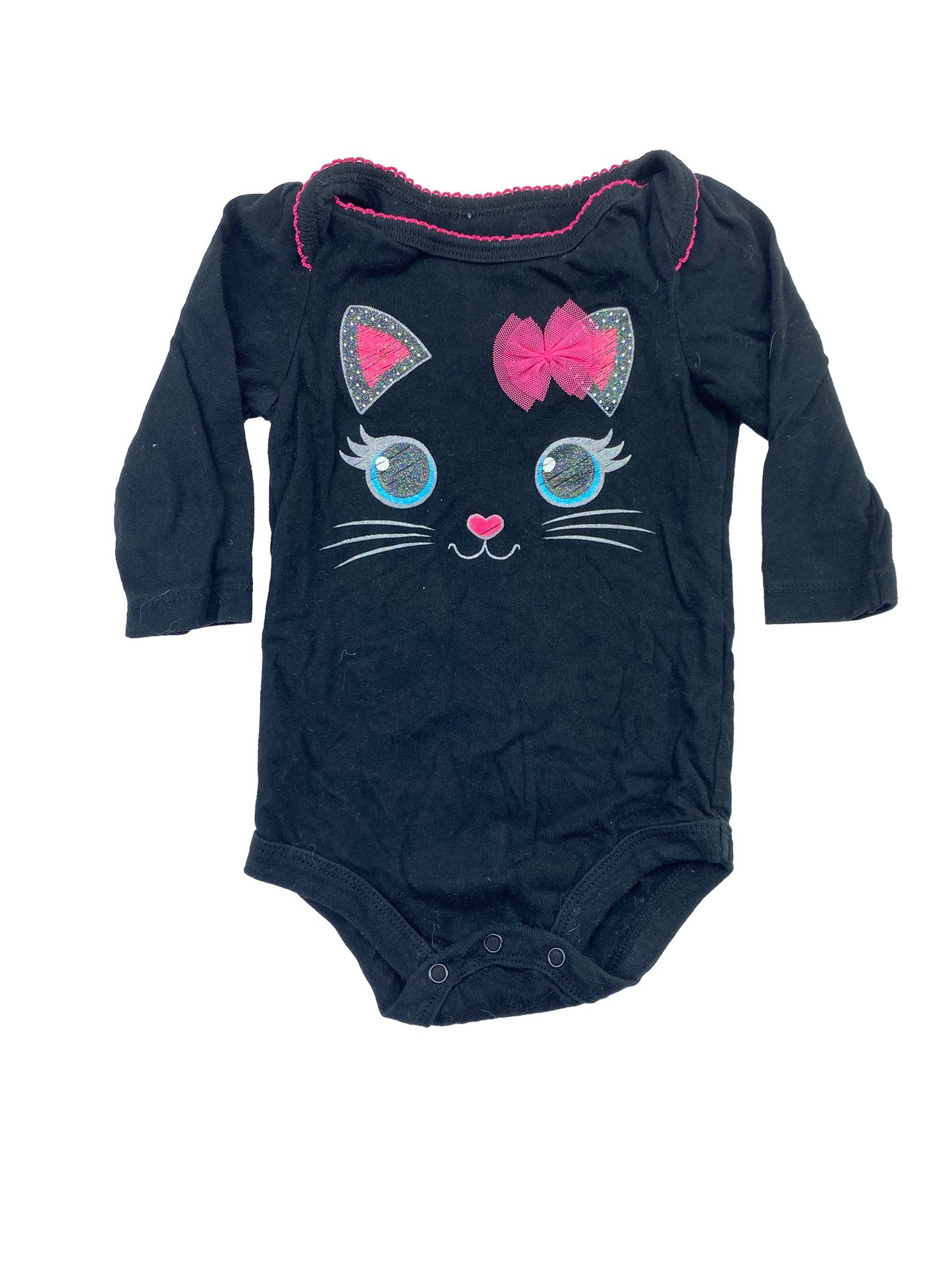 George Blue Onesie with Kitty Face & Bow 12-16M