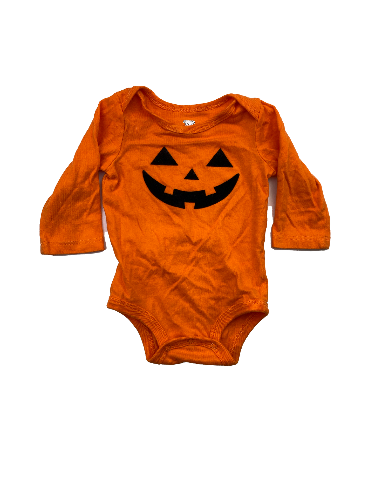 Koala Kids Orange Long Sleeve Onesie with Pumpkin Face 0-3M