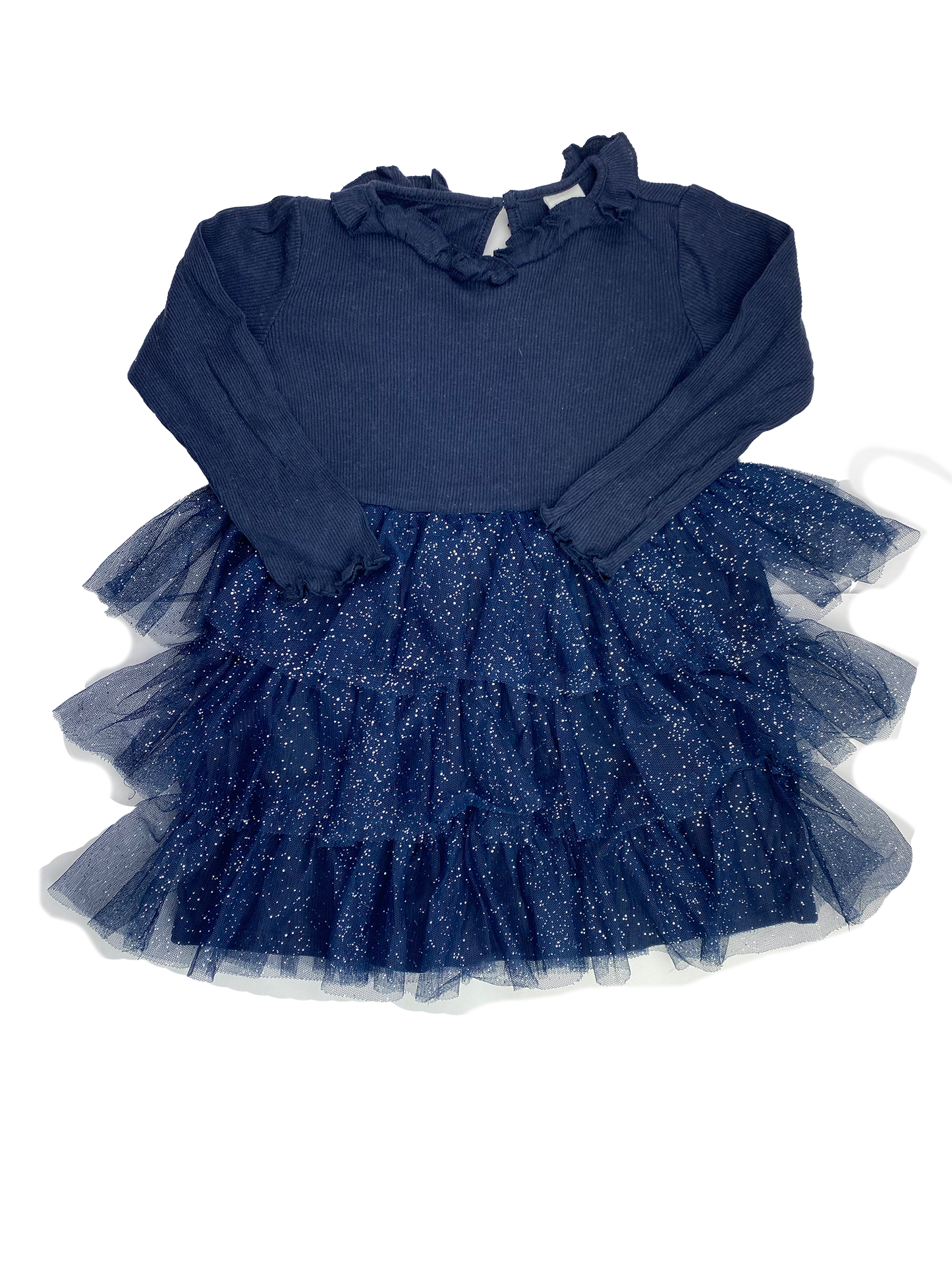 H&M Navy Long Sleeve Dress with Sparkly Tulle Skirt 18M-2T