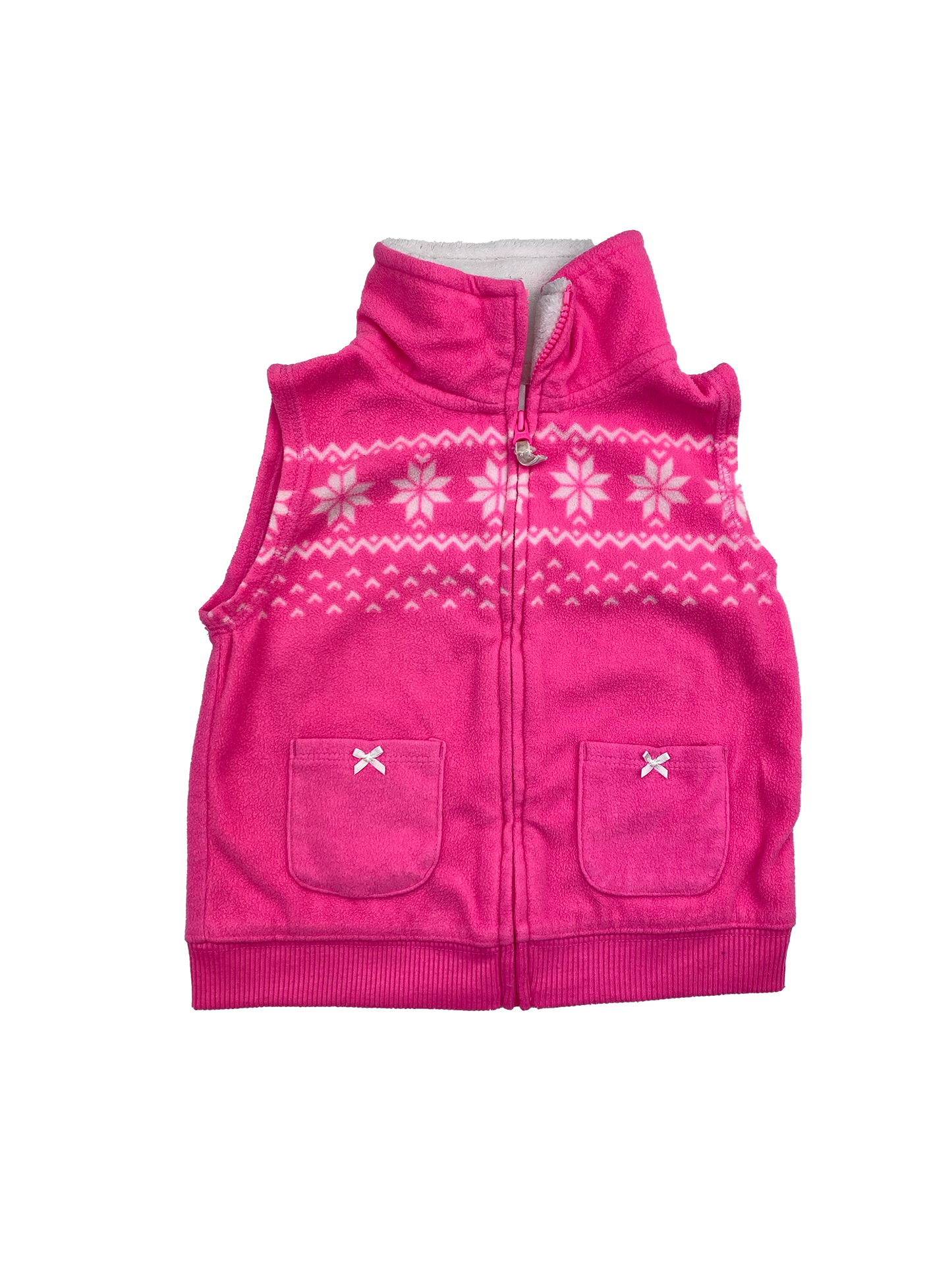 Carter's Pink Fleece Vest with White Snowflakes 24M