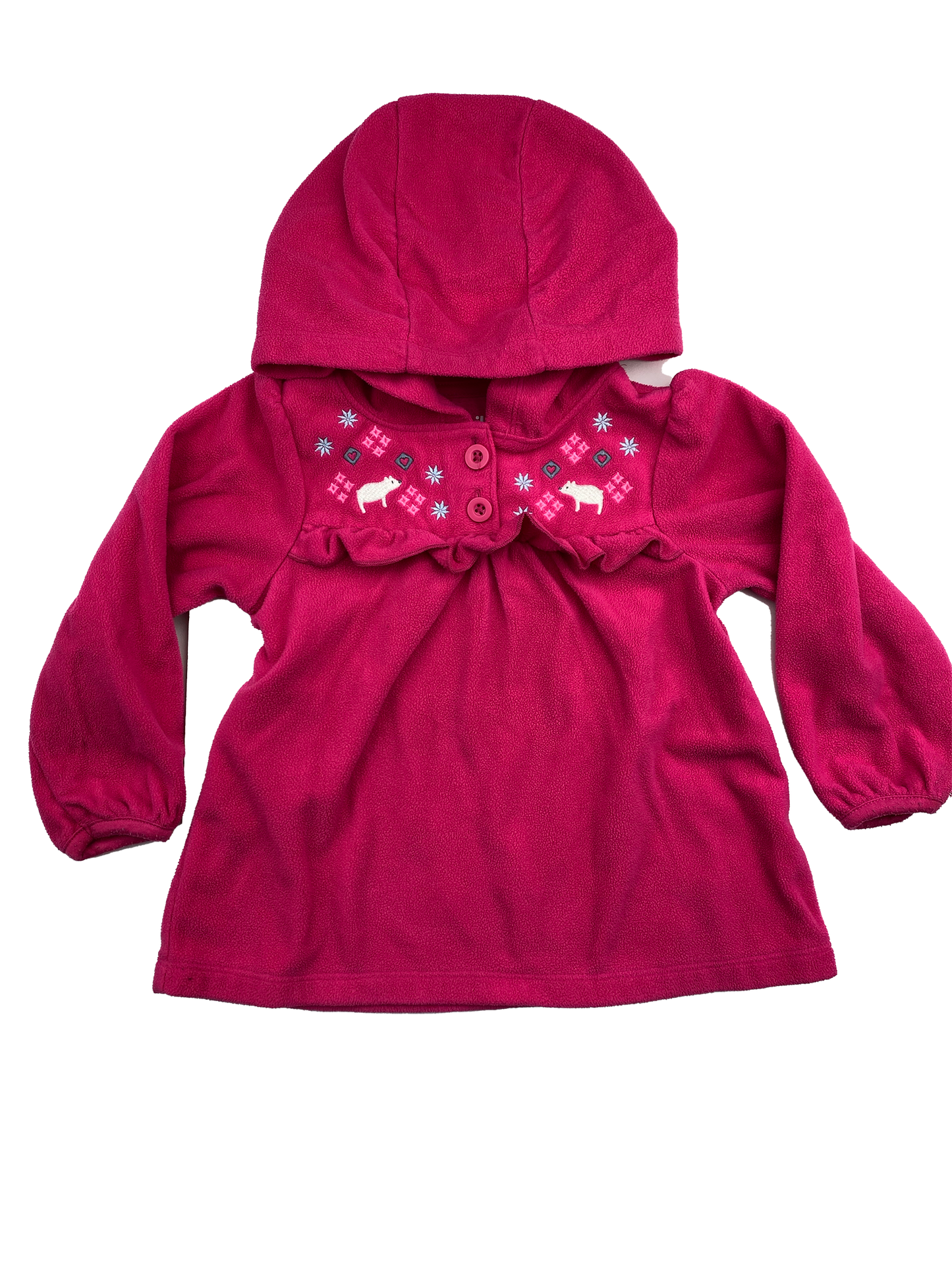 Child of Mine Pink Fleece Pull-Over Hoodie with Bears & Snowflakes 24M