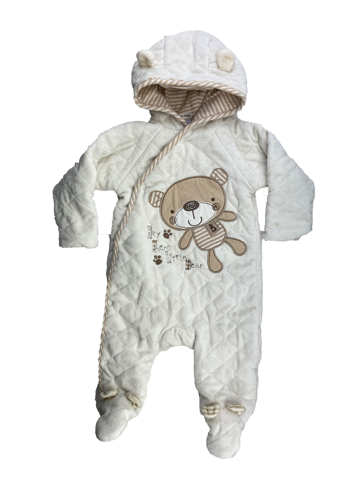 Rock a Bye Baby Cream Quilted Snowsuit with Bear 6-9M