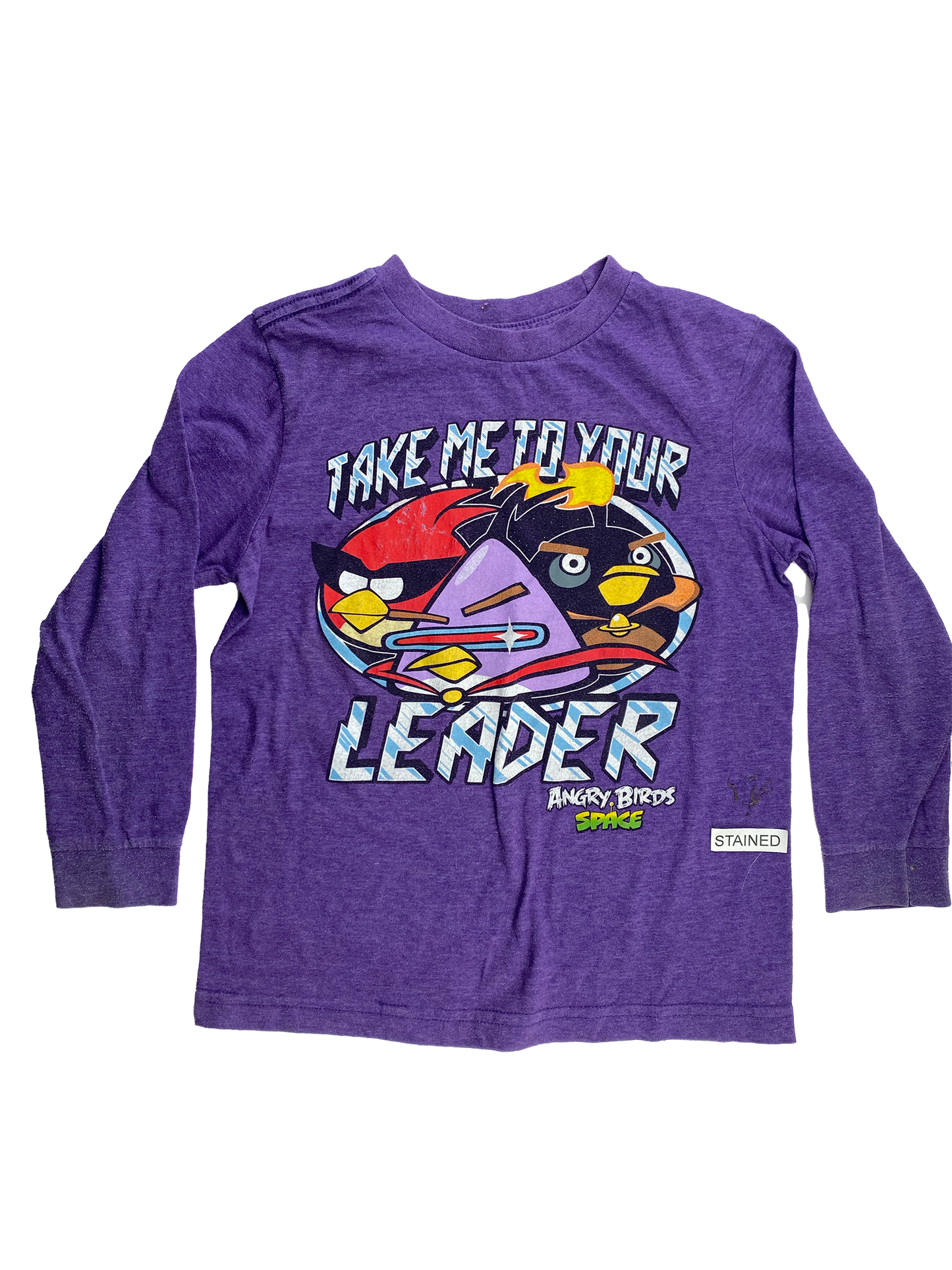 ❗️Stained: Old Navy Purple Long Sleeve with Angry Birds 7