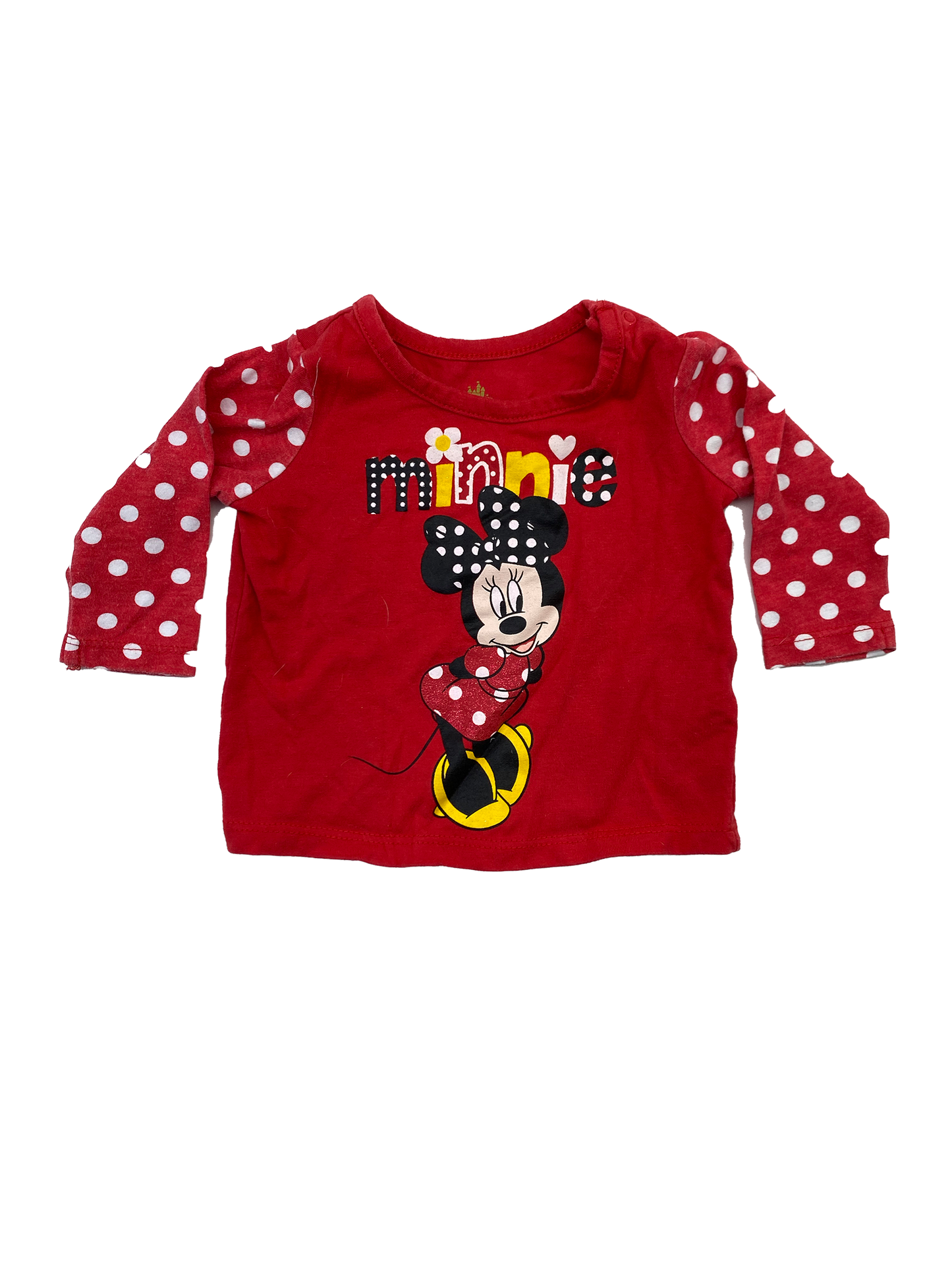 Disney Red Long Sleeve Shirt with Minnie Mouse 0-3M