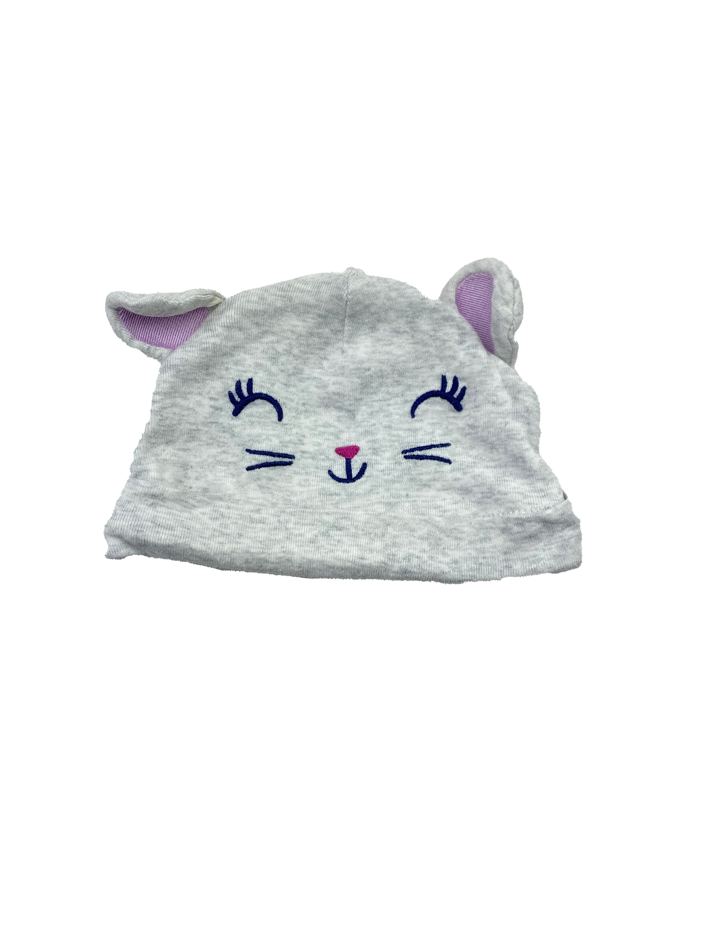 Carter's Grey Beanie with Cat Ears & Face 6M