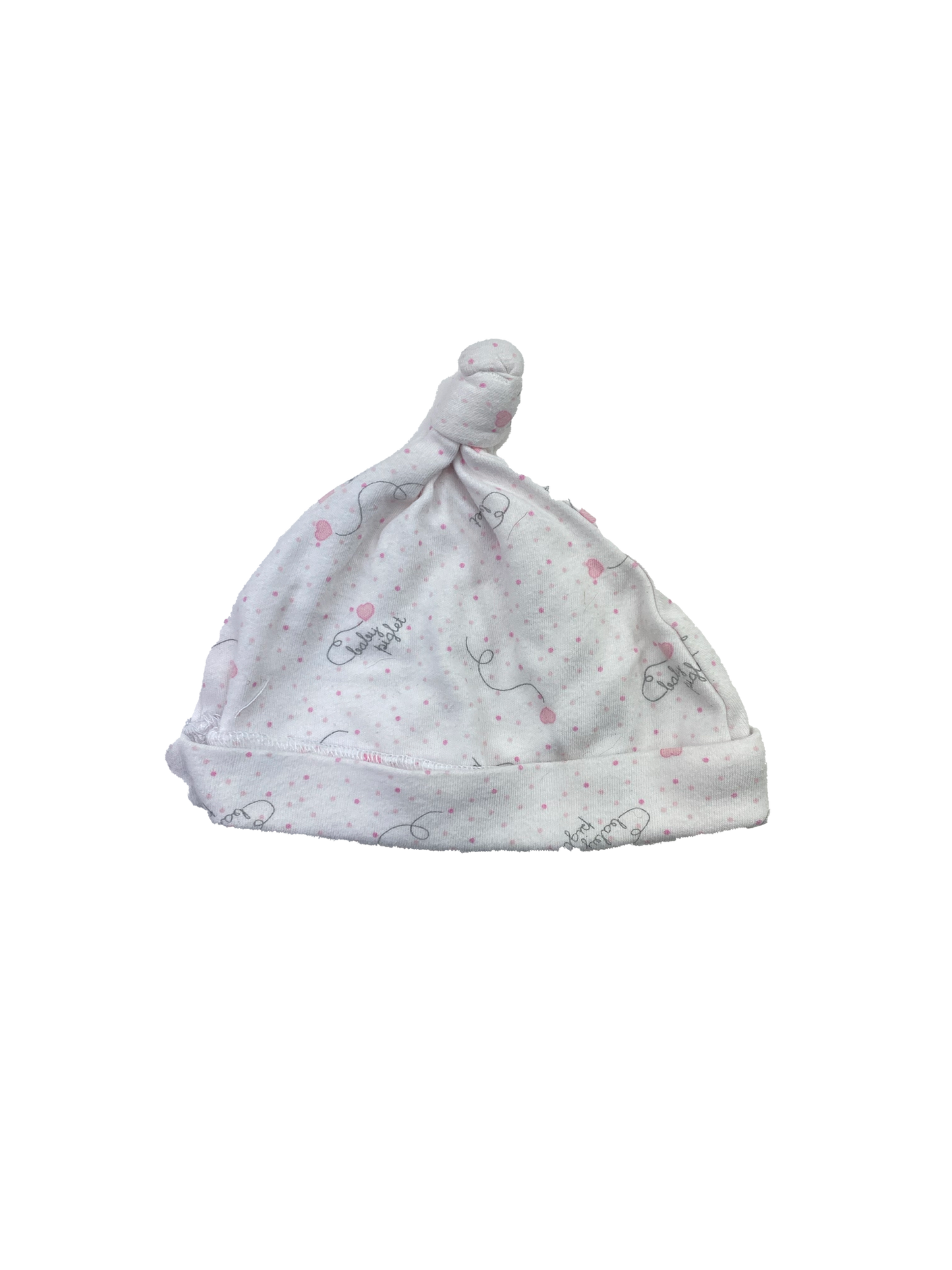 Disney White Top Knot Beanie with "Baby Piglet" 0-3M