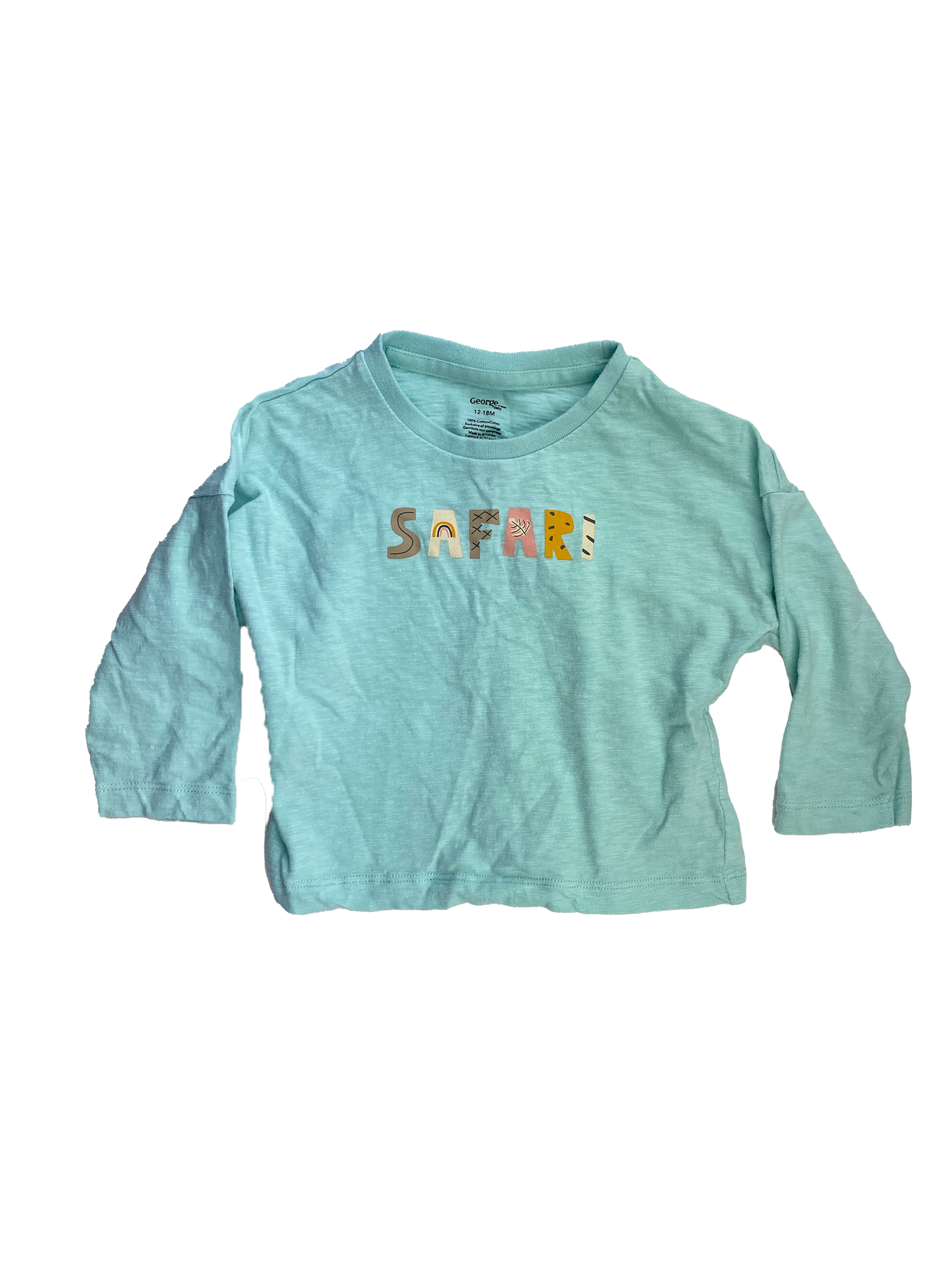 George Turquoise Long Sleeve with "Safari" 12-8M