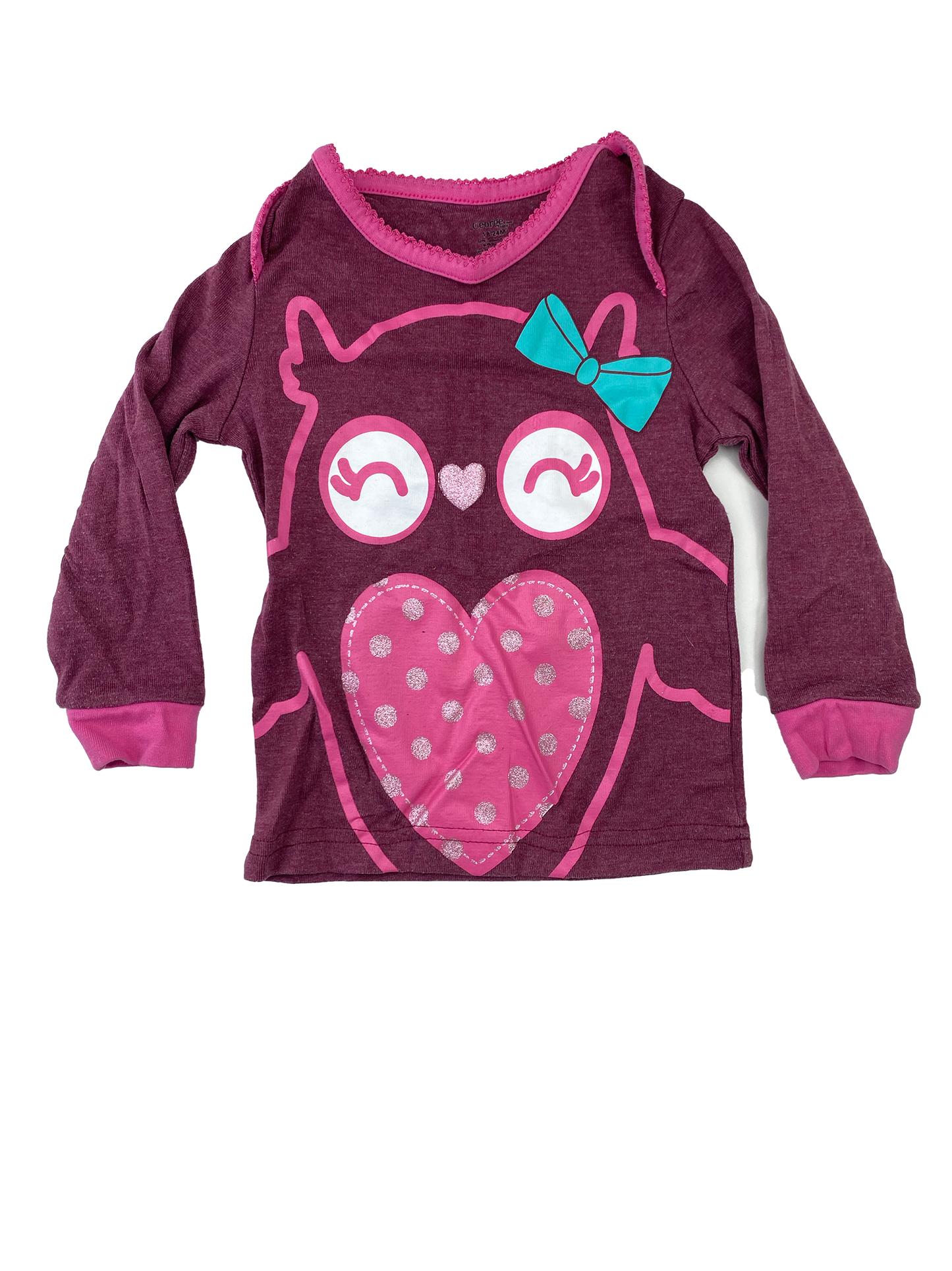 George Pink Long Sleeve Shirt with Owl Front 18-24M