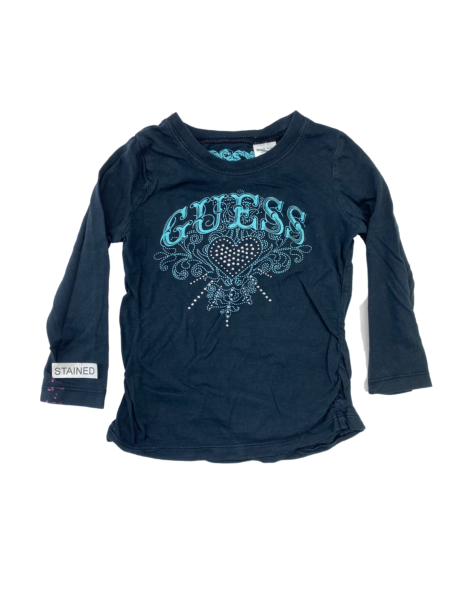❗️ Guess Black Long Sleeve Shirt with Logo & Heart 4T