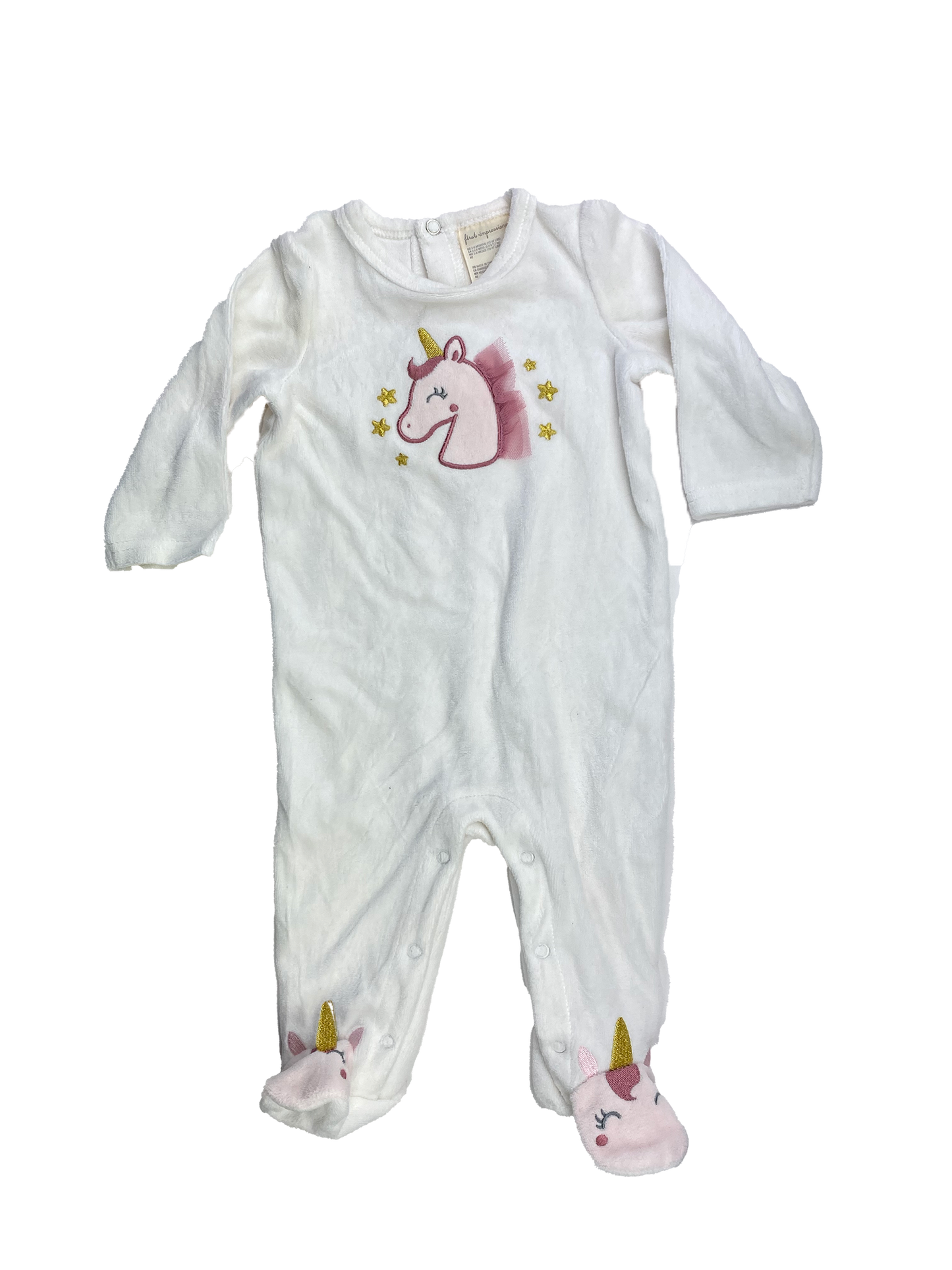 ❗️Stain: First Impressions White Footed Sleeper with Unicorn 3-6M