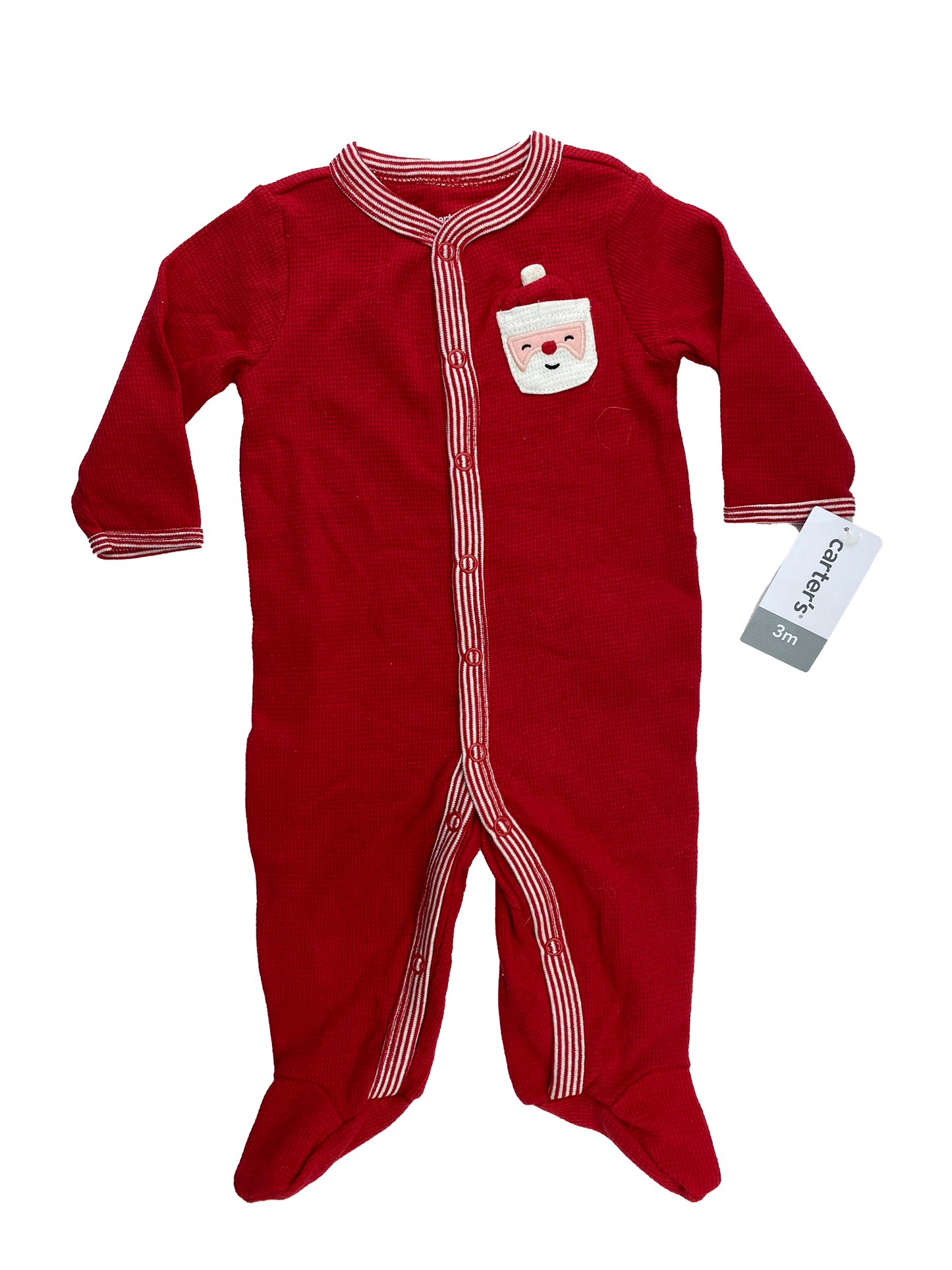 Carter's Red Waffle Footed Sleeper with Santa 3M