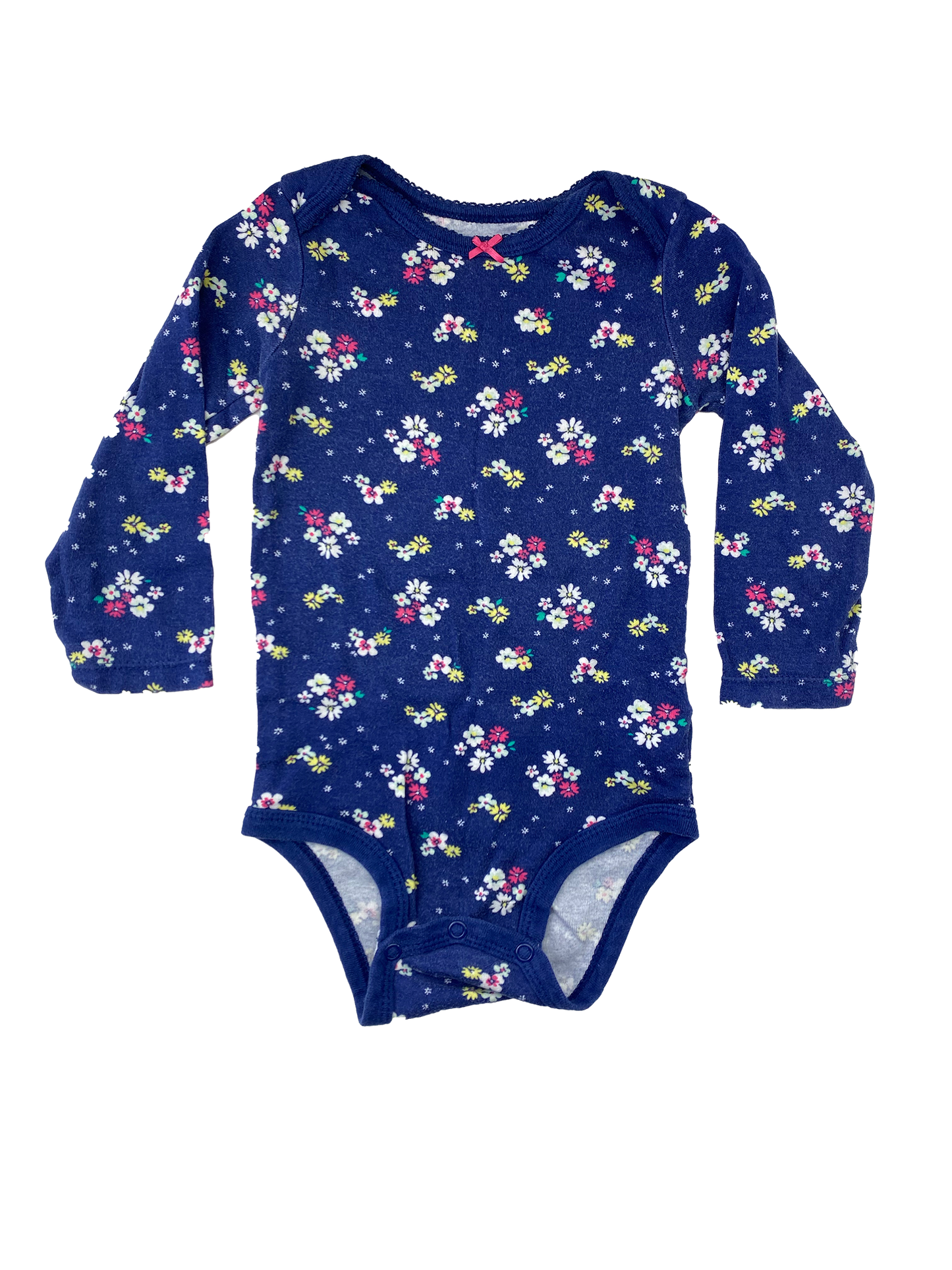 Carter's Blue Long Sleeve Onesie with Flowers 24M