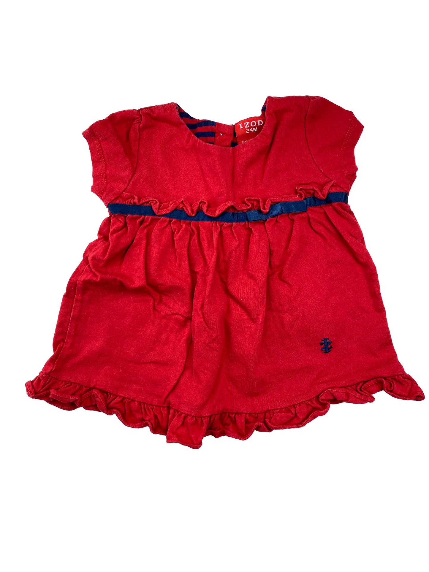 Izod Red Ruffle Short Sleeve Shirt 24M
