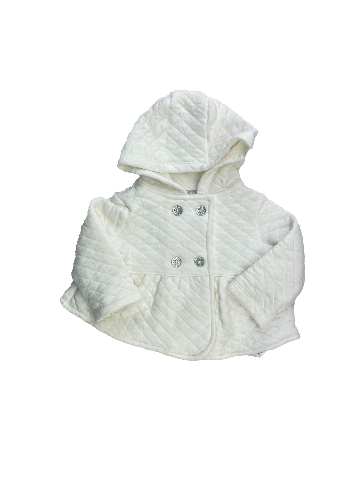 Carter's White Quilted Lightweight Pea Coat with Hood 6M