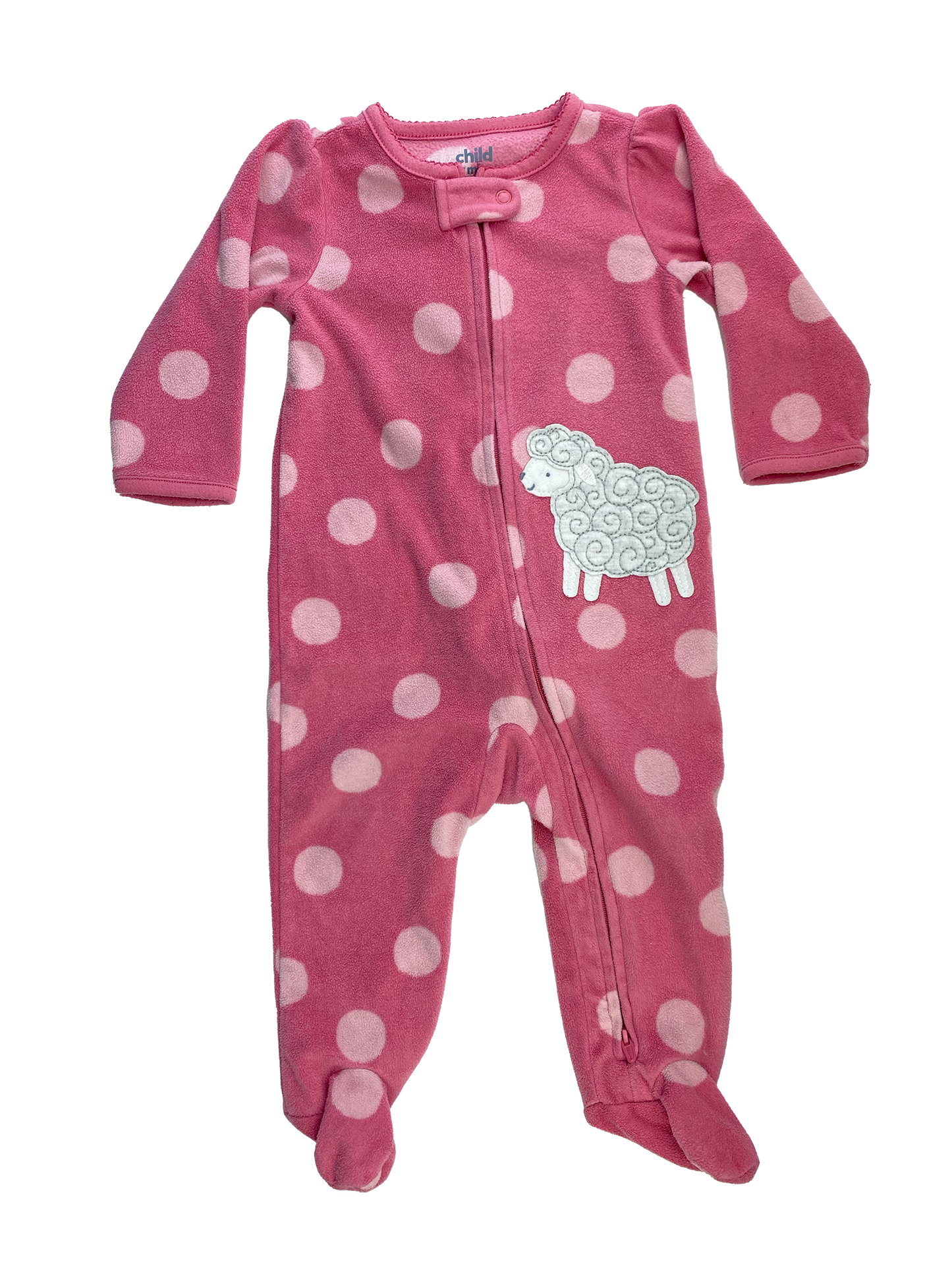 Child of Mine Pink Fleece Footed Sleeper with Lamb 6-9M