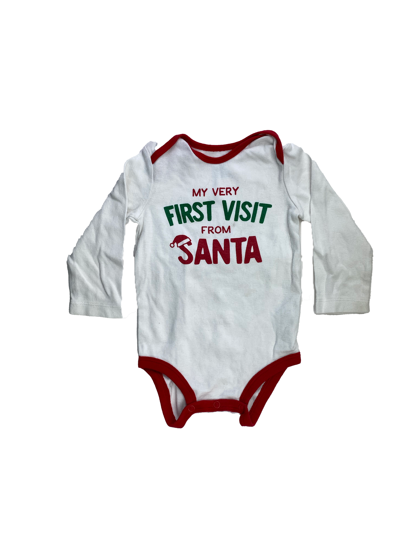 Carter's White Long Sleeve Onesie "My First Visit From Santa" 12M