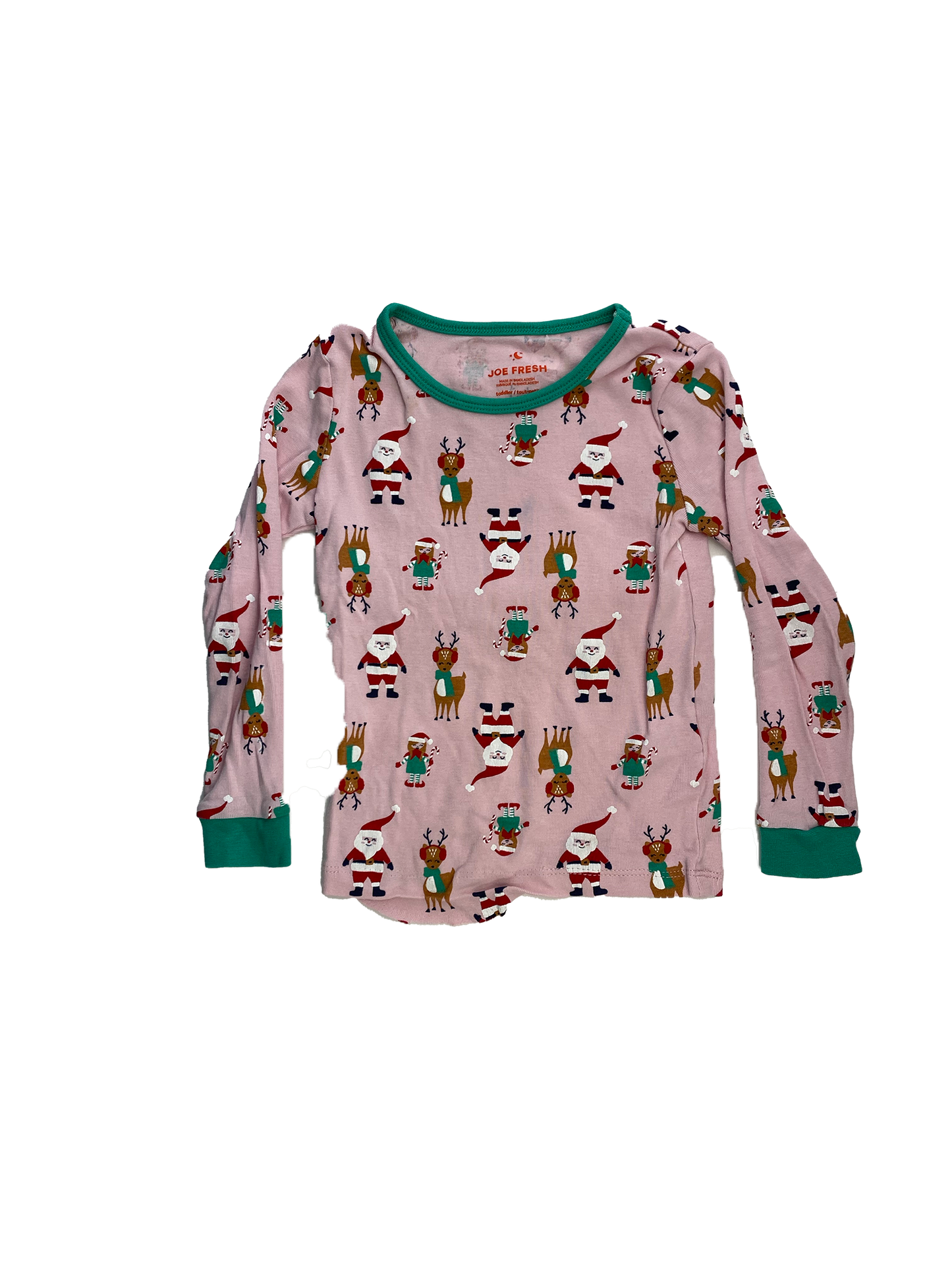 Joe Fresh Pink PJ Top with Santa & Reindeer 3T
