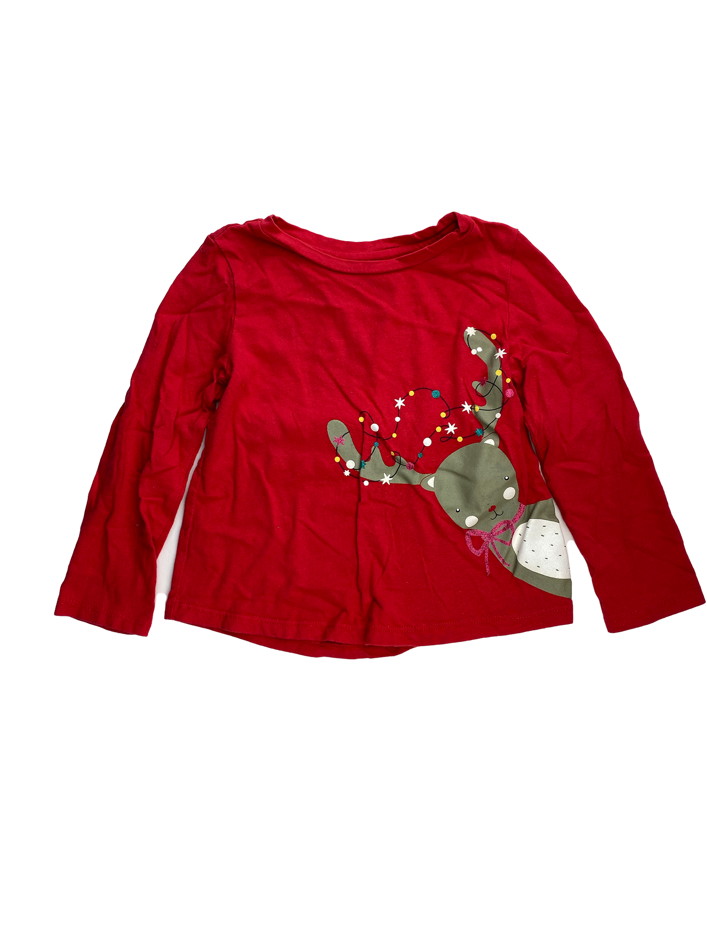 George Red Long Sleeve Shirt with Reindeer 2T