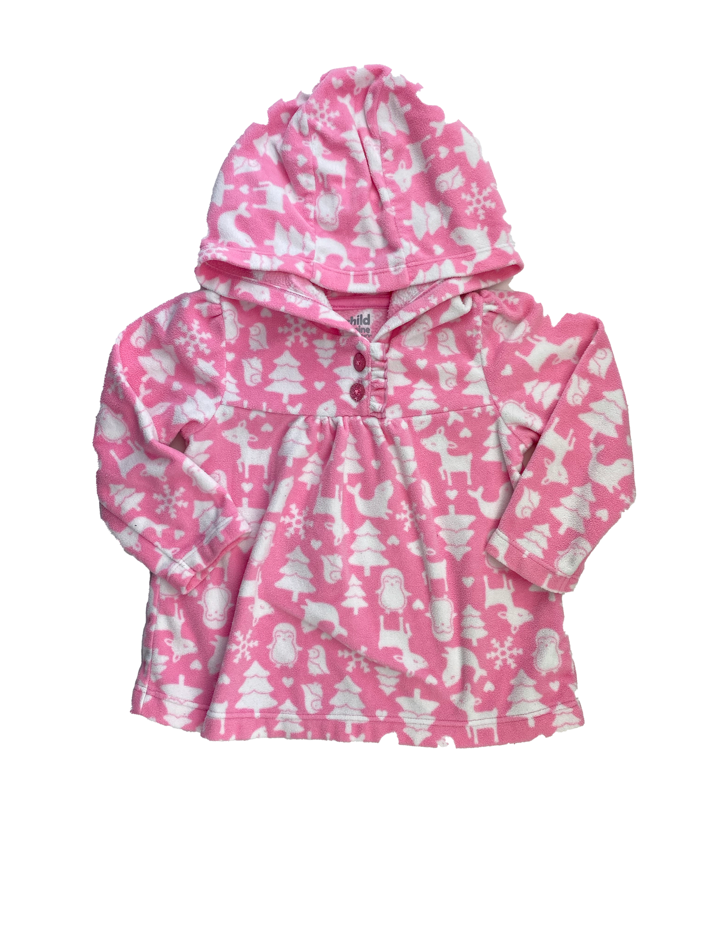 Child of Mine Pink Fleece Pull-Over Sweater with Christmas Trees 18M