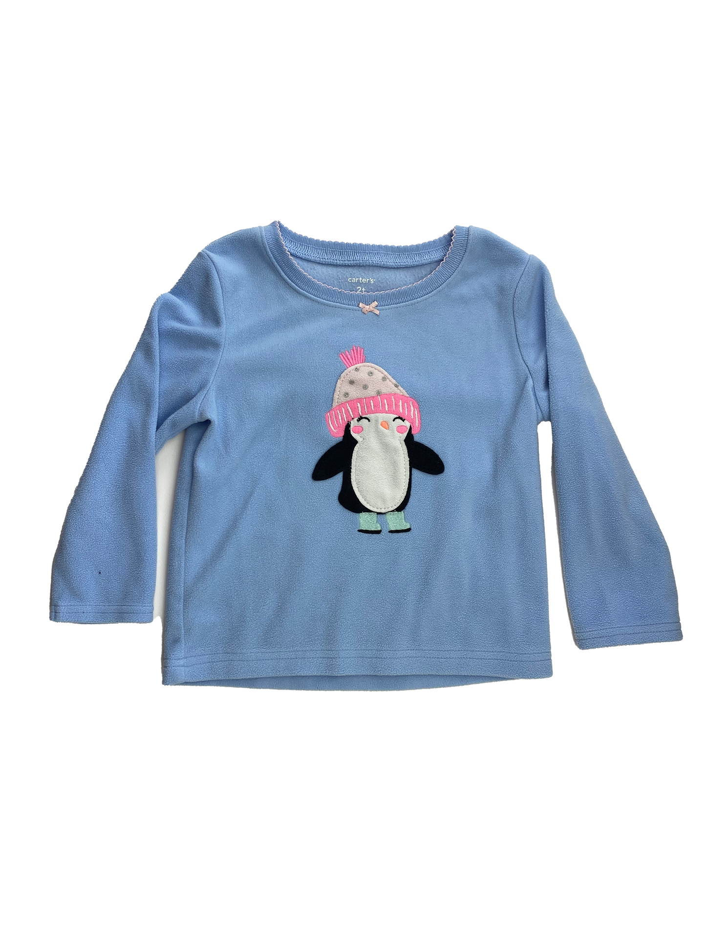 Carter's Blue Fleece PJ Top with Penguin 2T