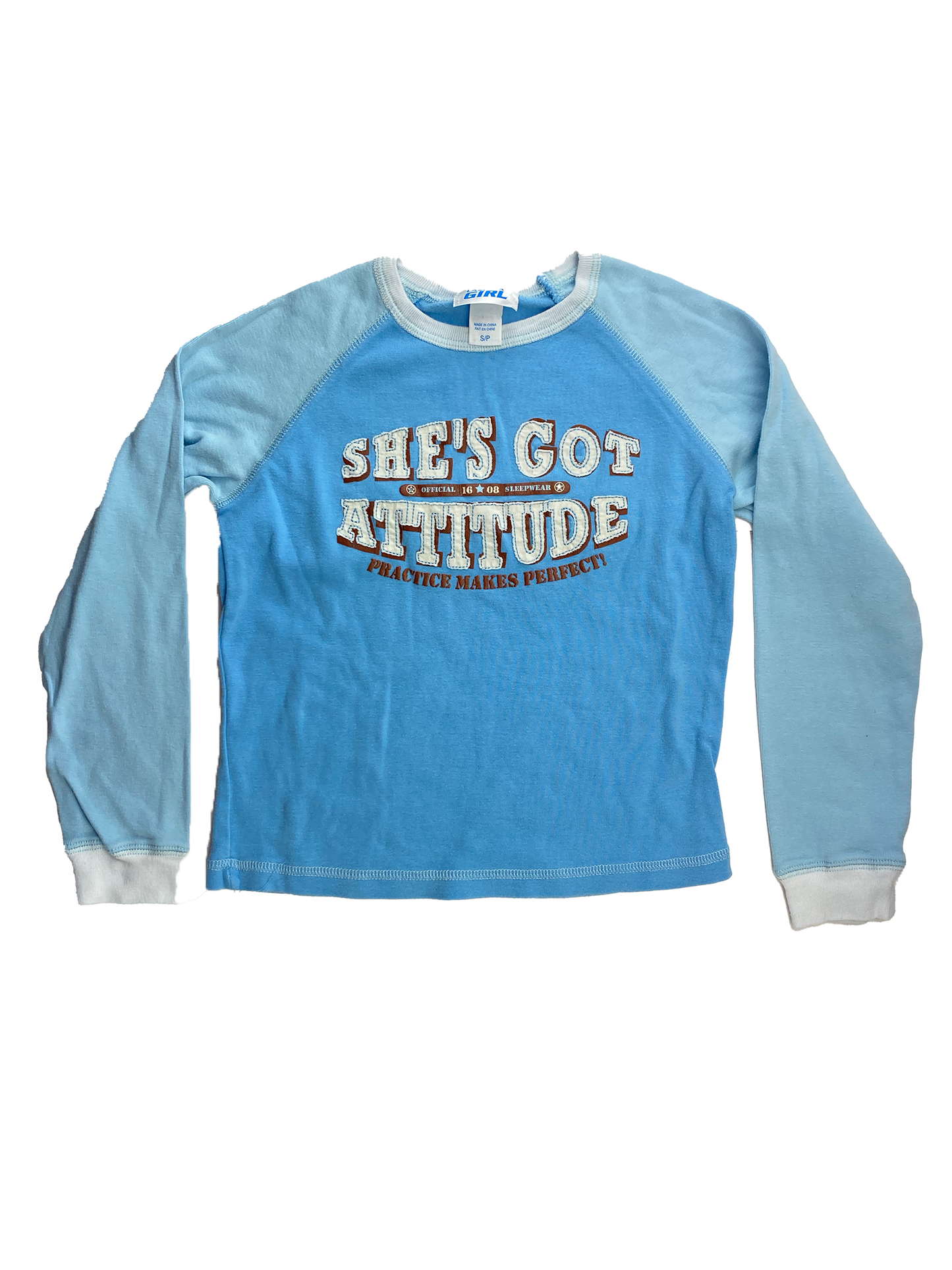 Lasenza Girl Blue PJ Top with "She's Got Attitude" 7