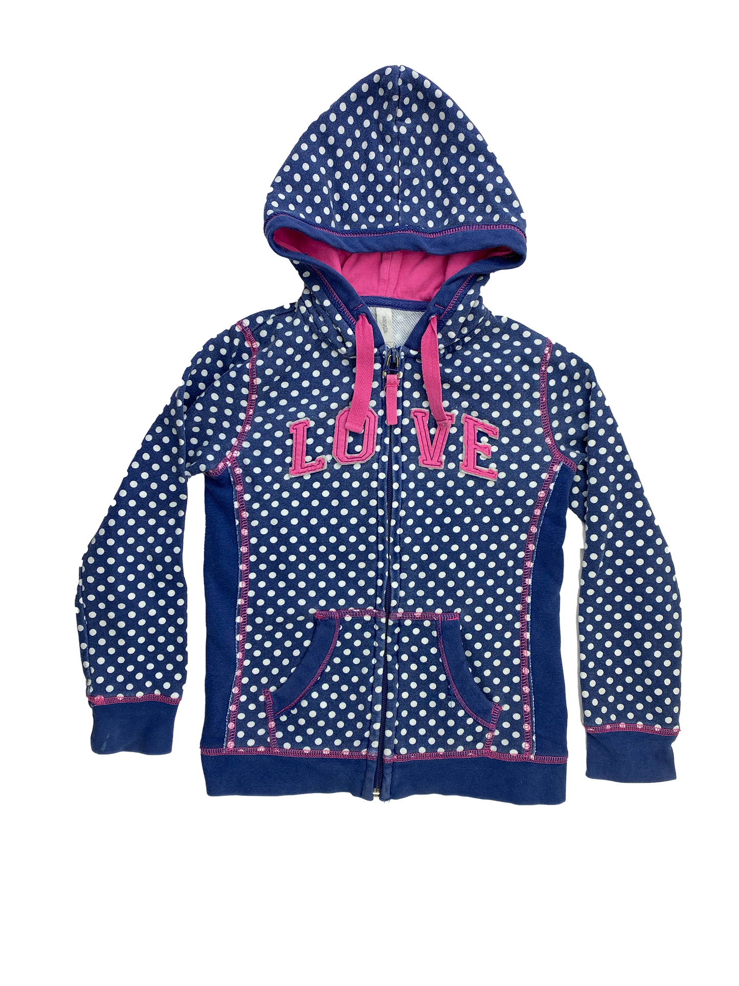 Nevada Navy Zip-Up Hoodie with White Dots & "LOVE" 6