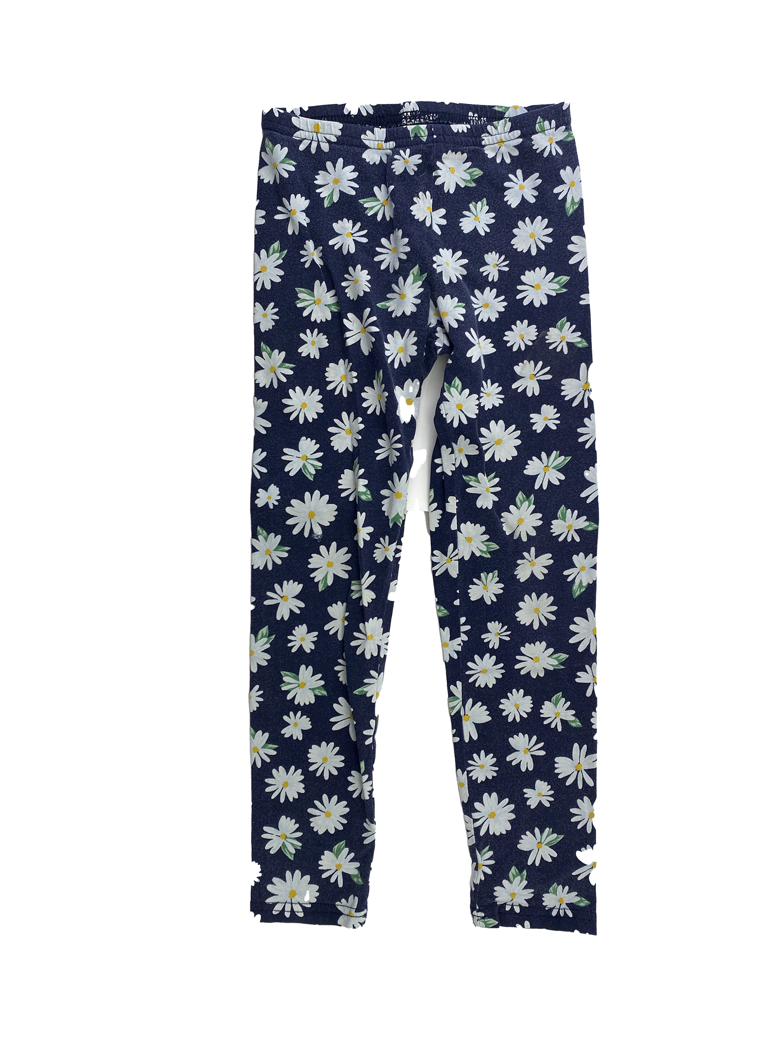 ❗️Small Hole: Old Navy Navy Leggings with Daisies 6-7
