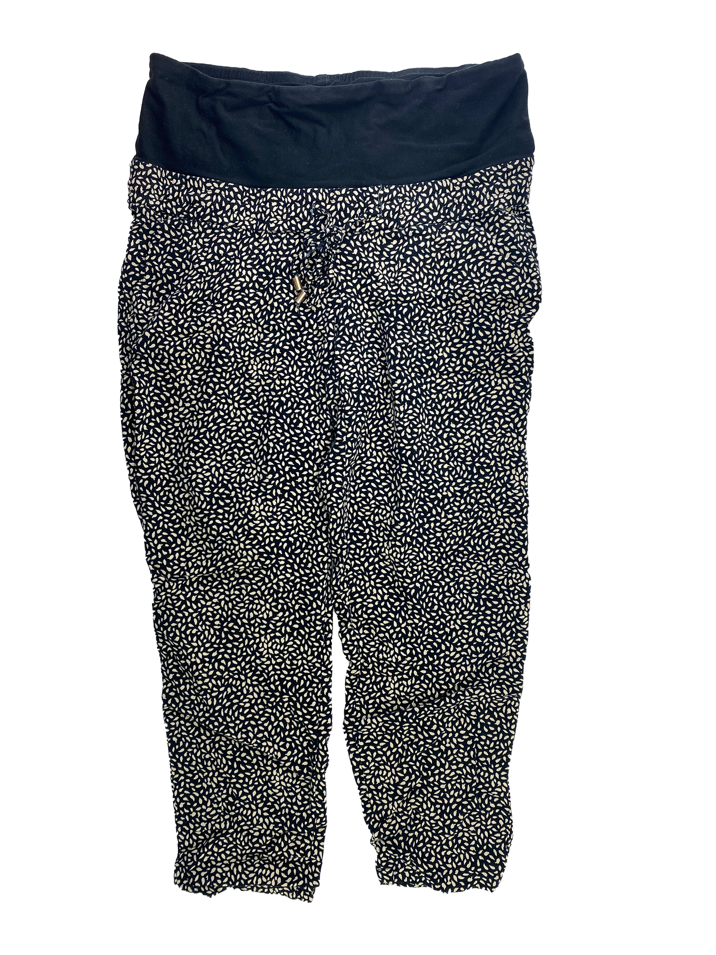 H&M Black & Beige Pattern Maternity Pant M