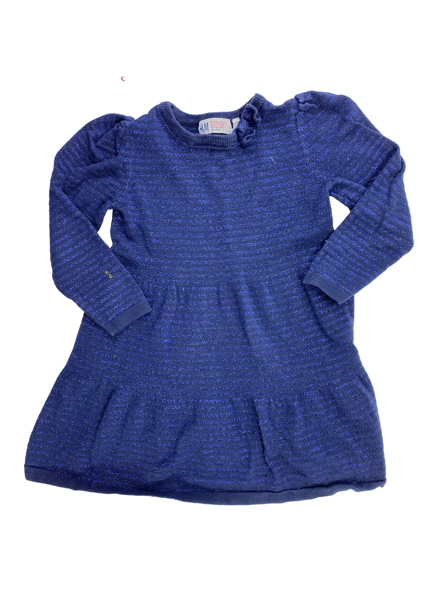 ❗️Small Stain: H&M Navy Long Sleeve Sparkly Dress 2-4T