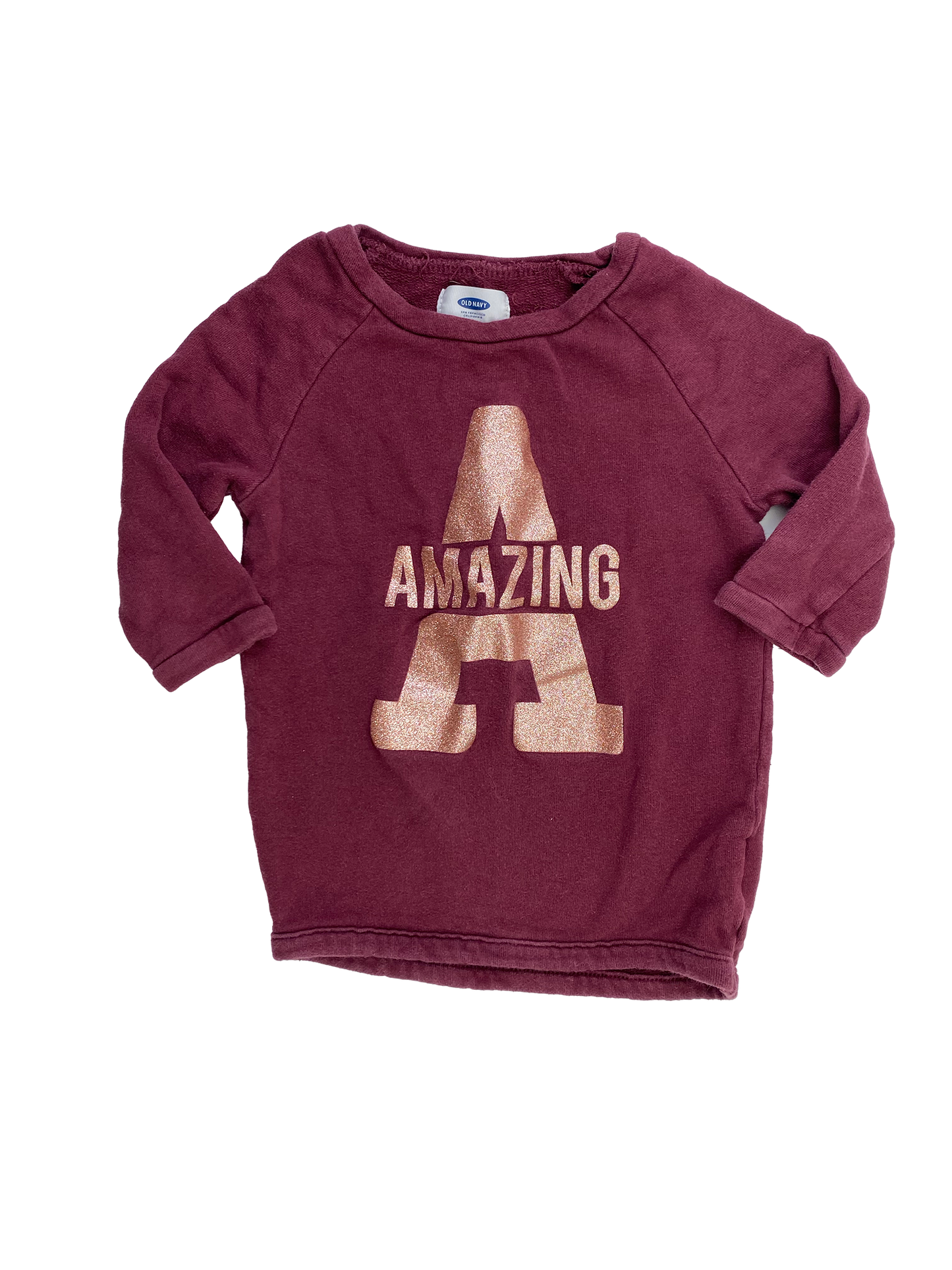 Old Navy Burgundy 3/4 Sleeve Pull-Over Sweater with "Amazing" 5T