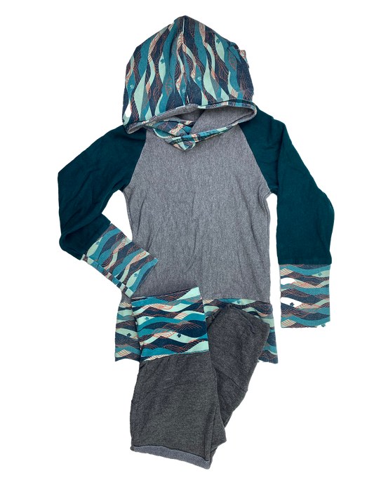 ❗️Small Hole: Peakbwa Teal 2-Piece Set Grow With Me Bamboo Set 3-5T