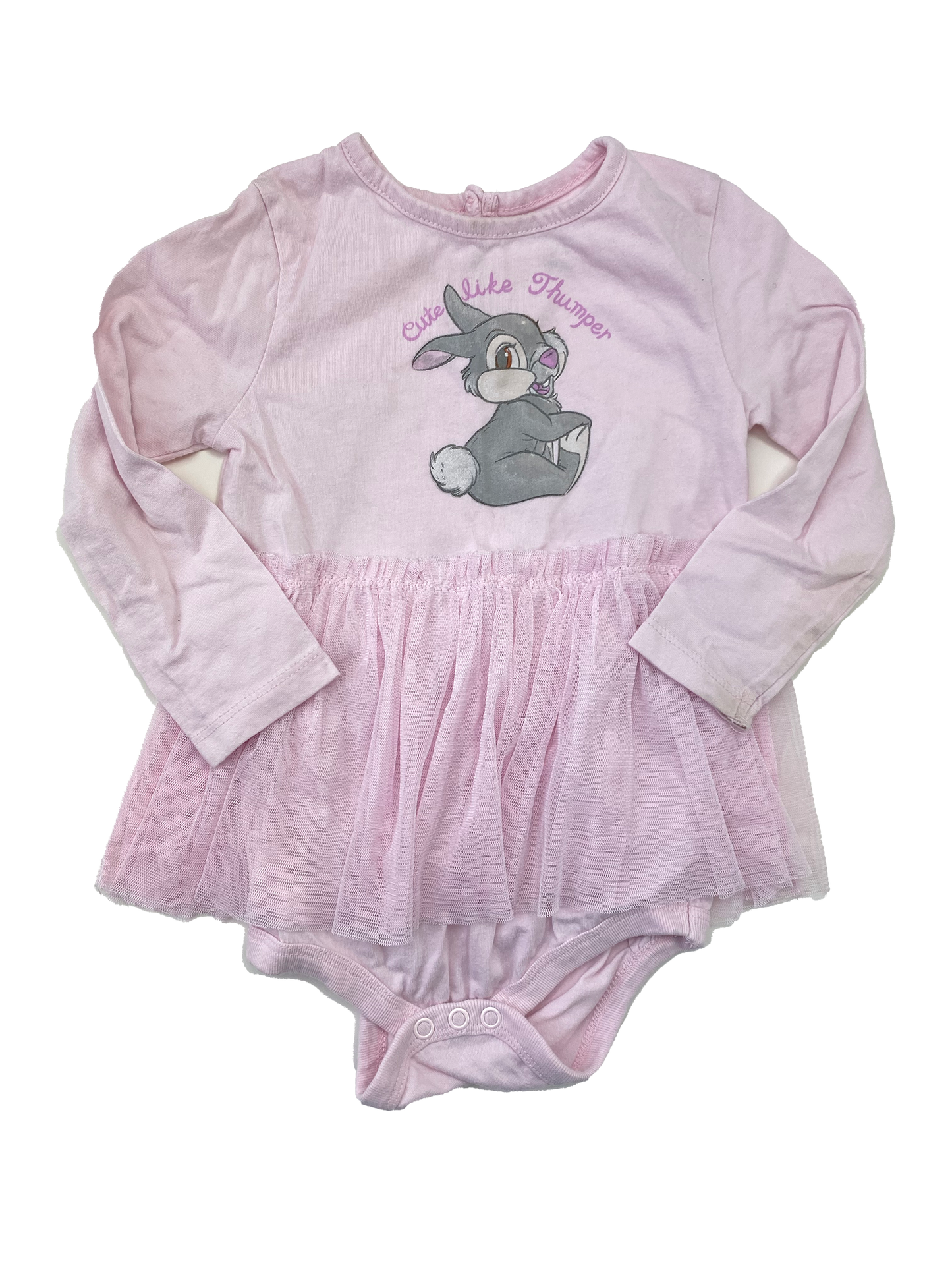 ❗️Stain: Joe Fresh Pink Long Sleeve Onesie with "Cute Like Thumper" 18-24M