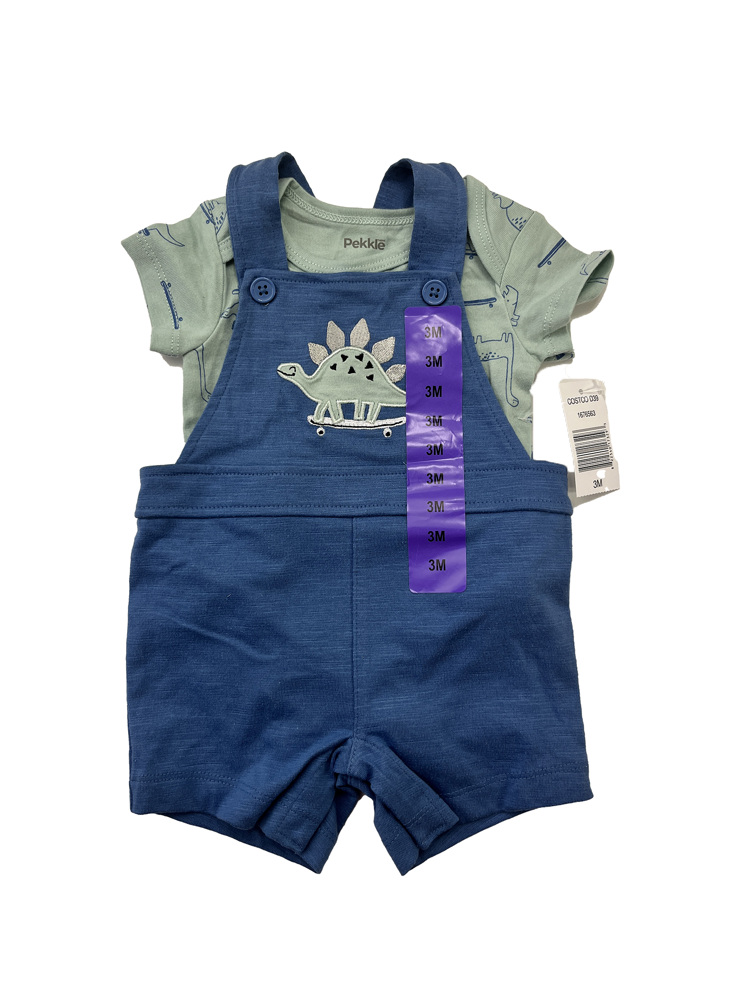 Pekkle 2-Piece Set Navy Overalls with Green Onesie 3M – The Sweet