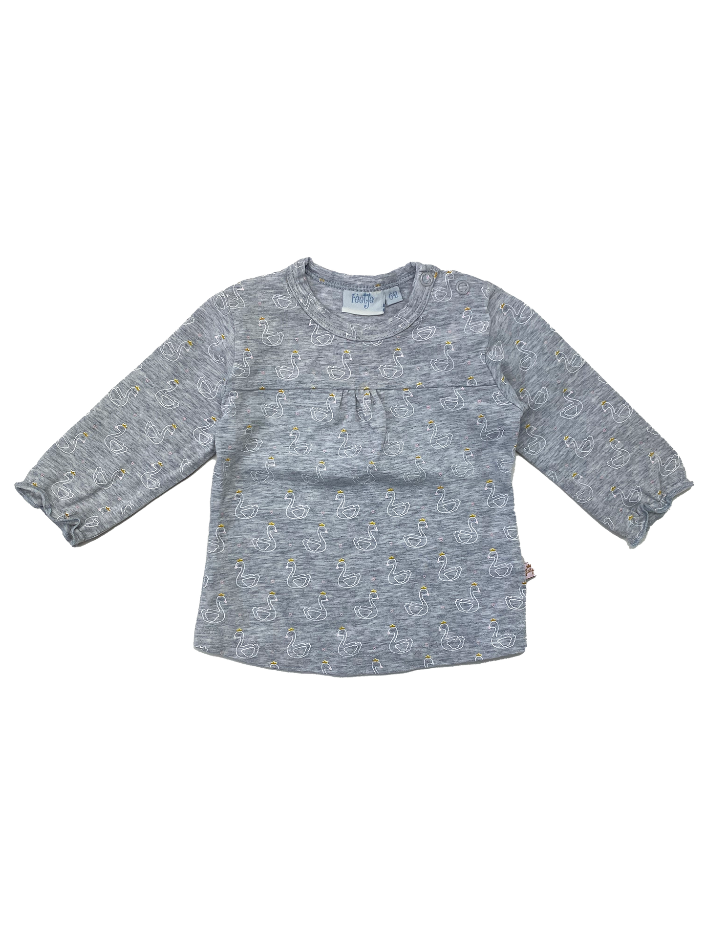 Feetje Grey Long Sleeve Shirt with Swans in Crowns 3-6M