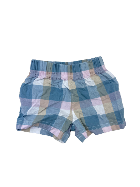 Carter's Blue, Pink & Brown Plaid Shorts 0-3M