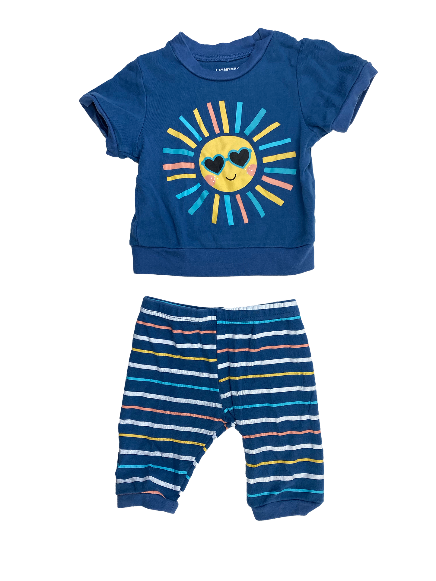 Wonder Co. Blue PJ Set T-Shirt & Shorts with Sun 2T