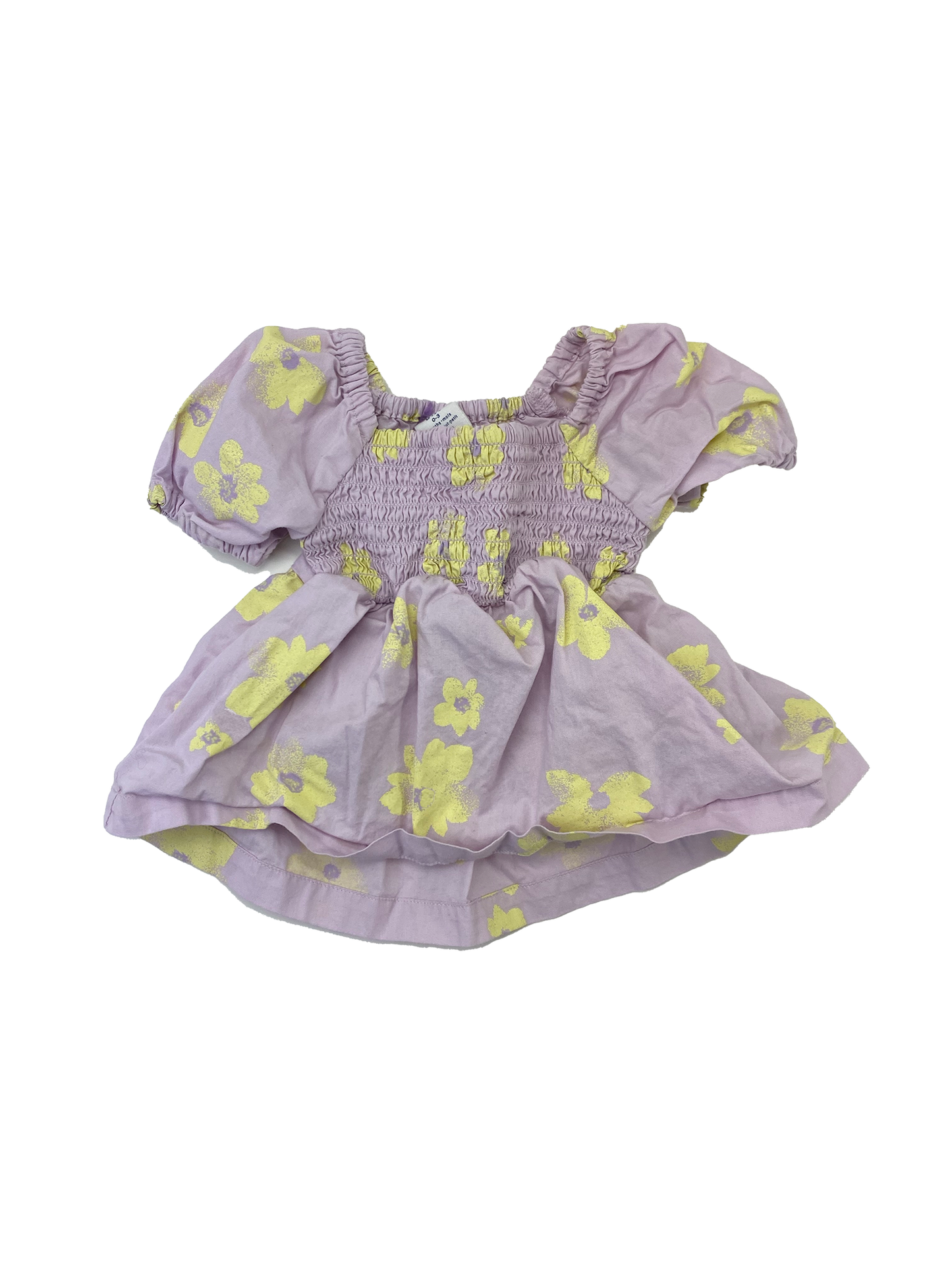 Baby Gap Purple Shirred Short Sleeve with Yellow Flowers 0-3M