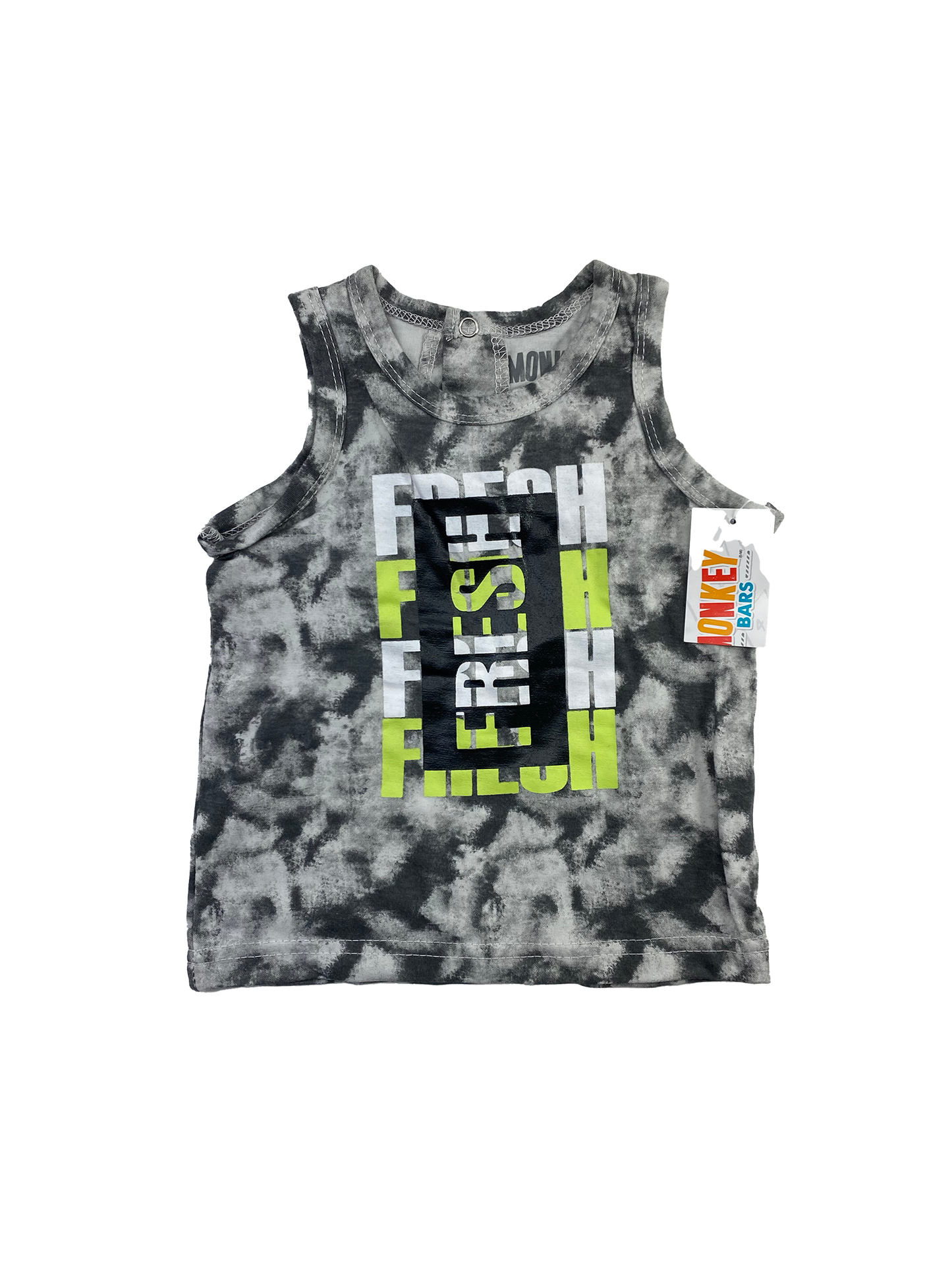 Monkey Bars Grey Tank Top with "Fresh" 6-9M