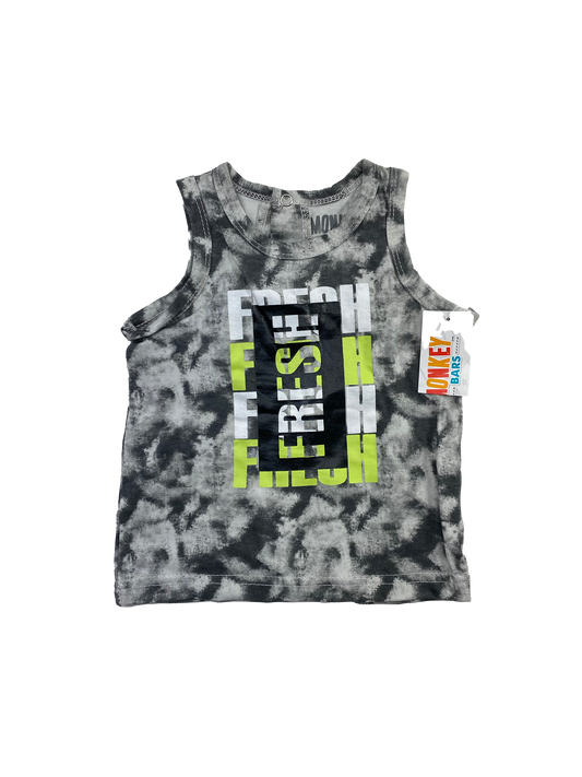 Monkey Bars Grey Tank Top with "Fresh" 6-9M