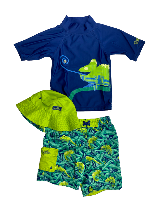 UV Skinz 3-Piece Navy & Green Swim Set with Chameleons 5