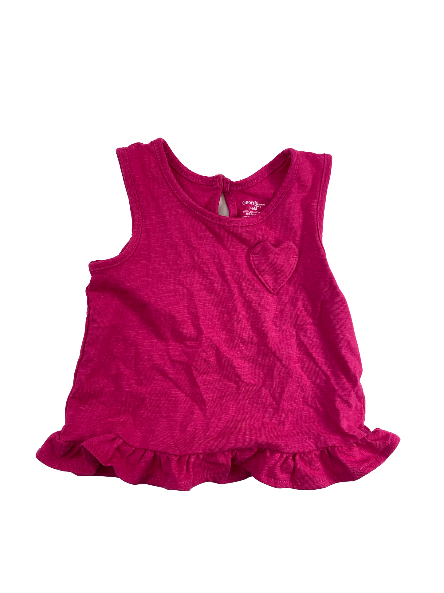 George Pink Heart Pocket Tank Top 3-6M