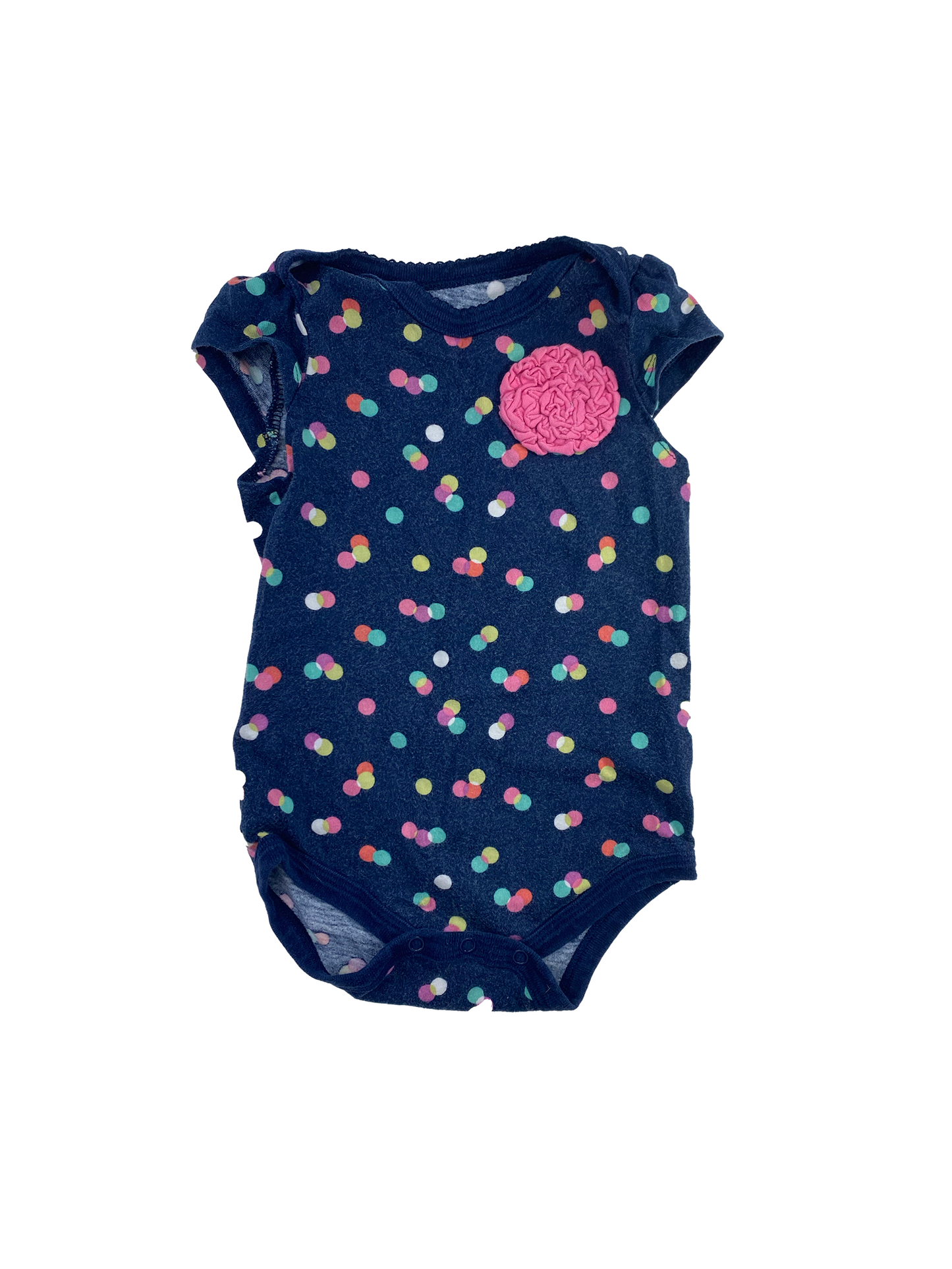 Circo Navy Onesie with Polka Dots & Flower 9M