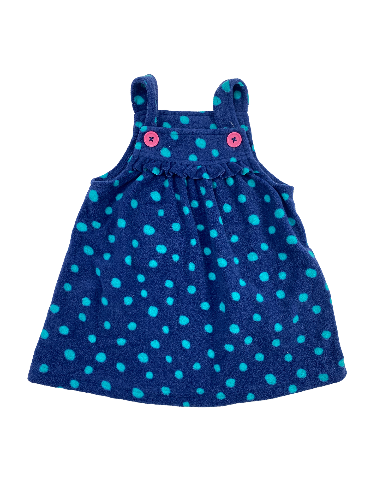 Carter's Navy Fleece Dress with Turquoise Dots 9M