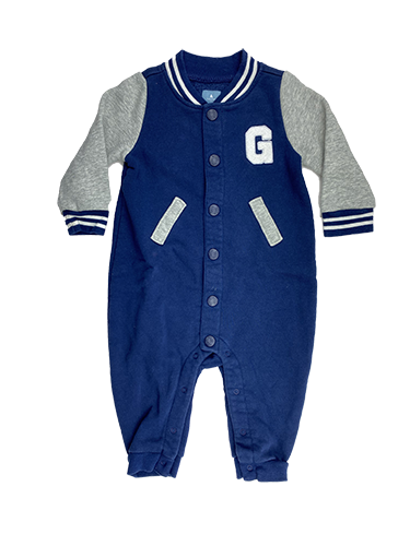 Baby Gap Grey & Navy Varsity Jacket Jumpsuit 6-12M
