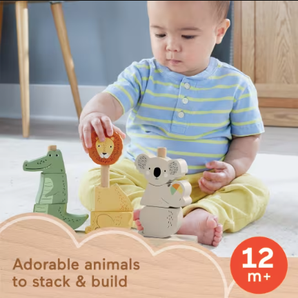 Fisher-Price Wooden Stack & Sort Animals 12M+