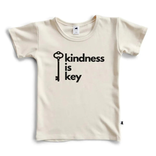 Kindness Is Key' Cream Bamboo Slim Fit T-Shirt