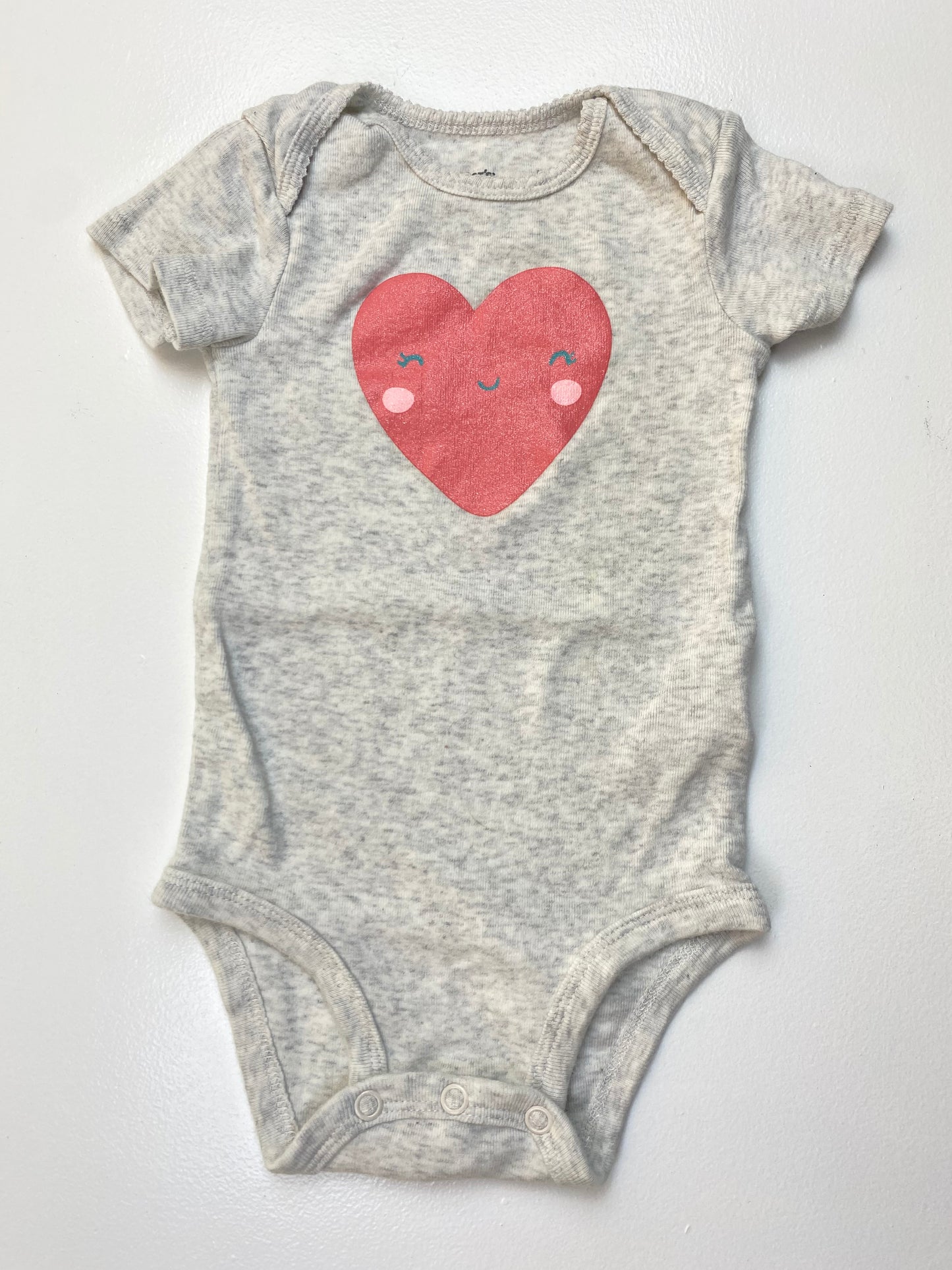 Carter’s Grey Onesie with Pink Heart 6M