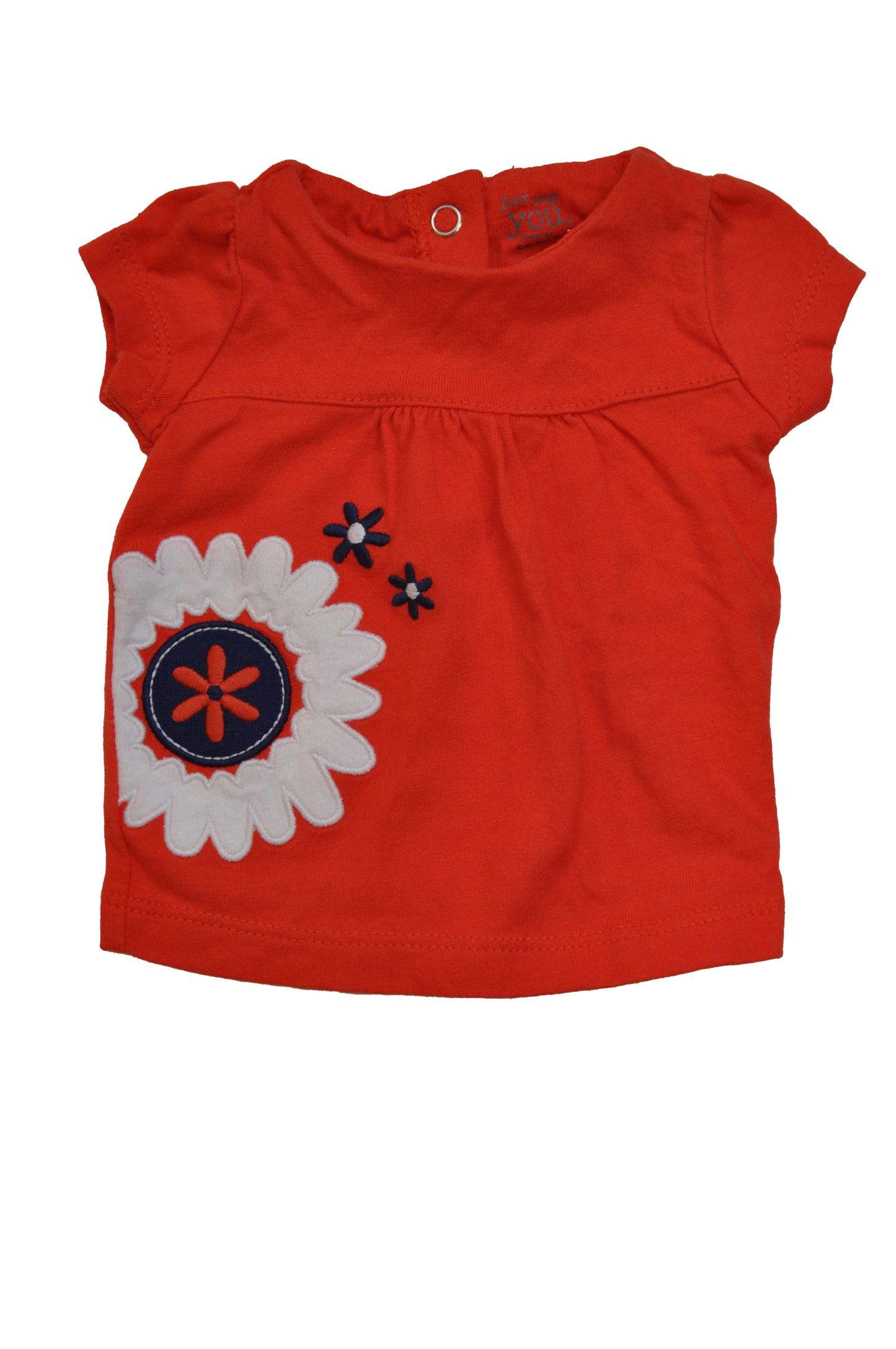 Just One You Scarlet T-Shirt with Floral Appliques NB