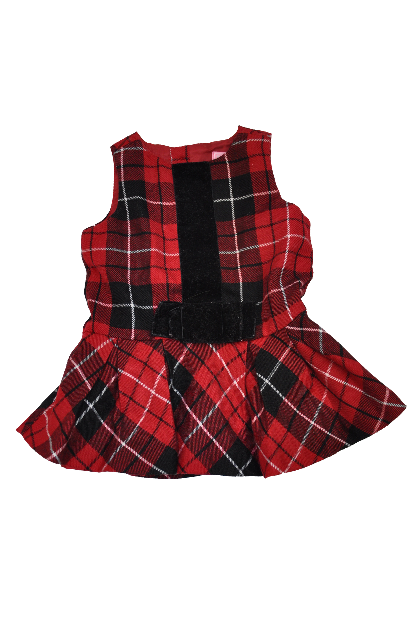 The Children's Place Red Plaid Dress with Black Bow 0-3M