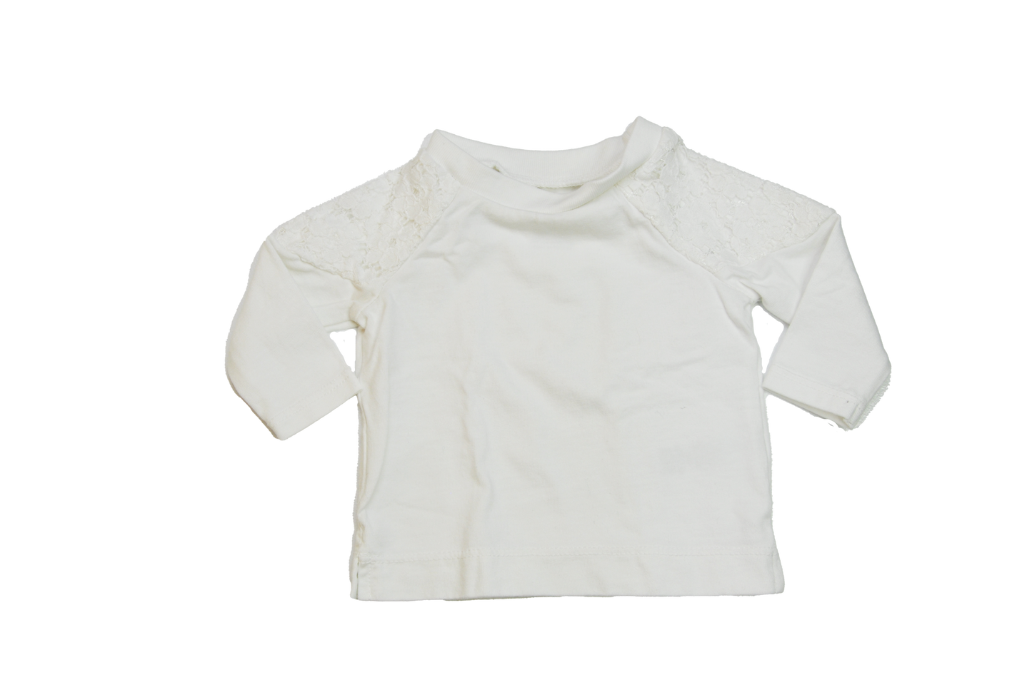 Carter's White Long Sleeve Shirt with Lace Shoulders 3M